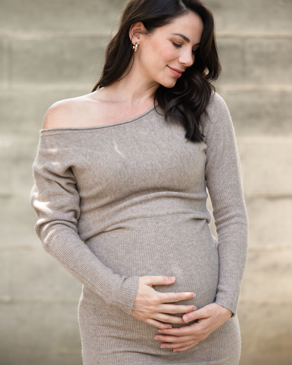 Tobie Off Shoulder Knit Dress Mocha