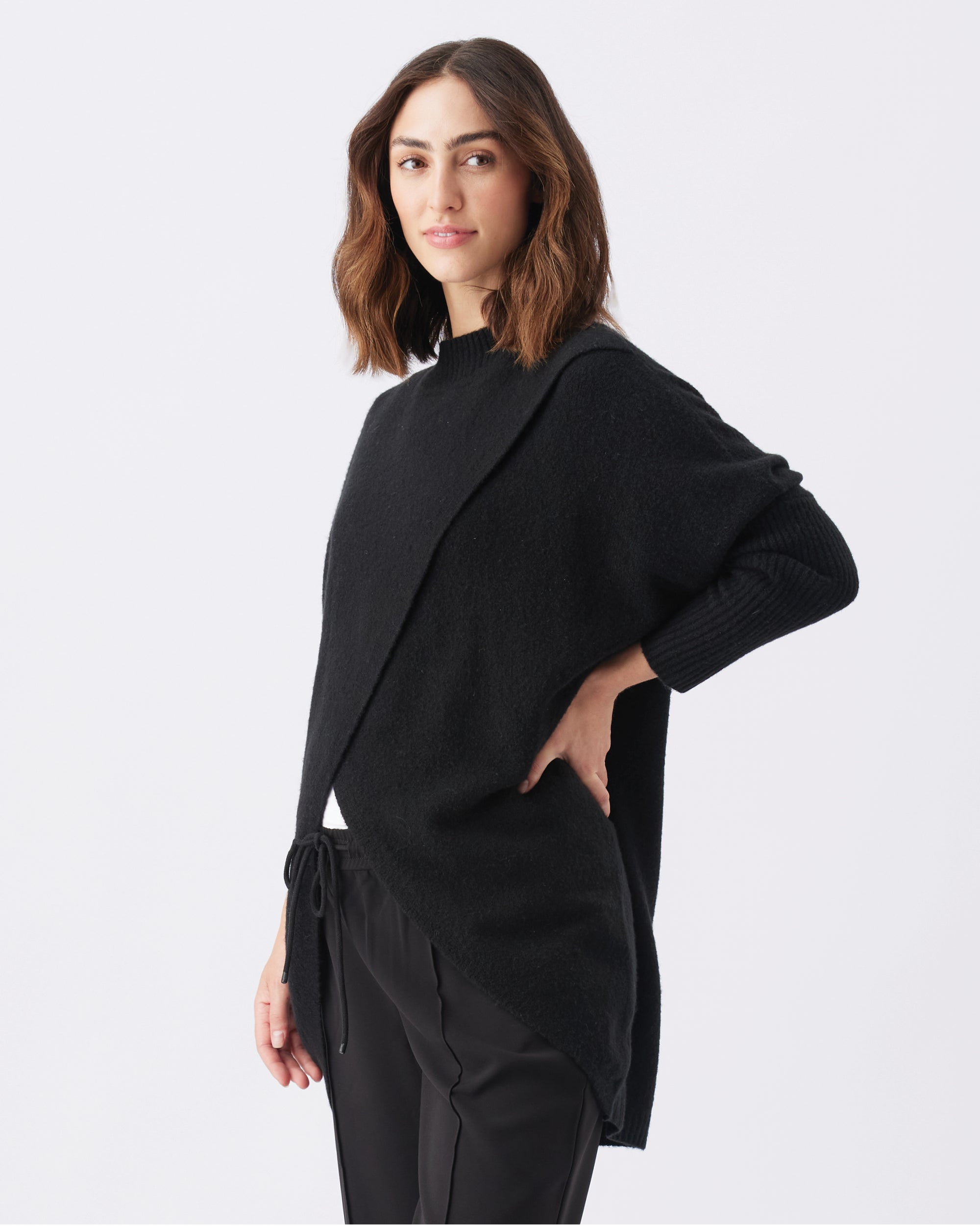 Hallie Cross Over Knit Black