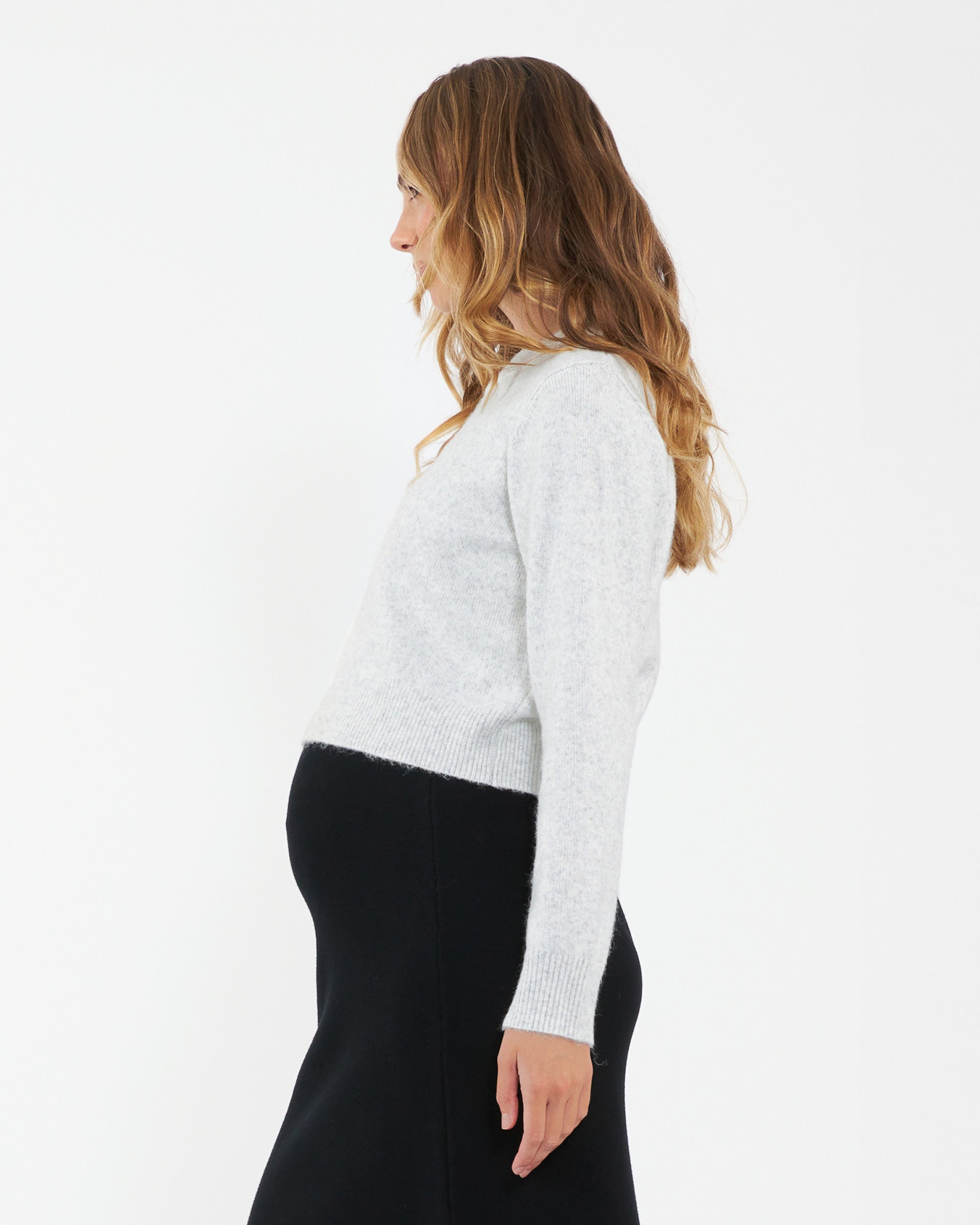 Tia Crop  Knit  Snow Marle