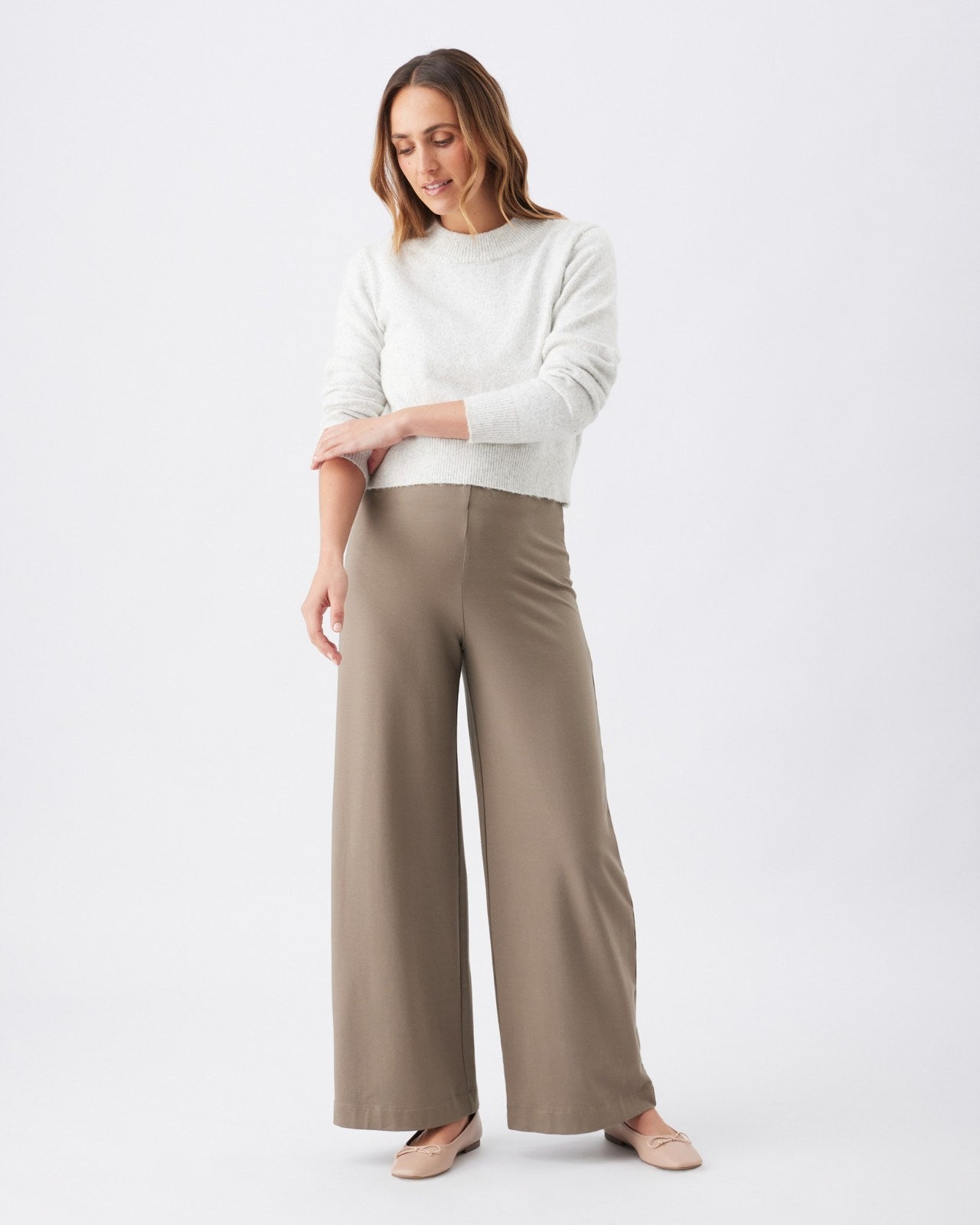 Tia Crop Knit Snow Marle