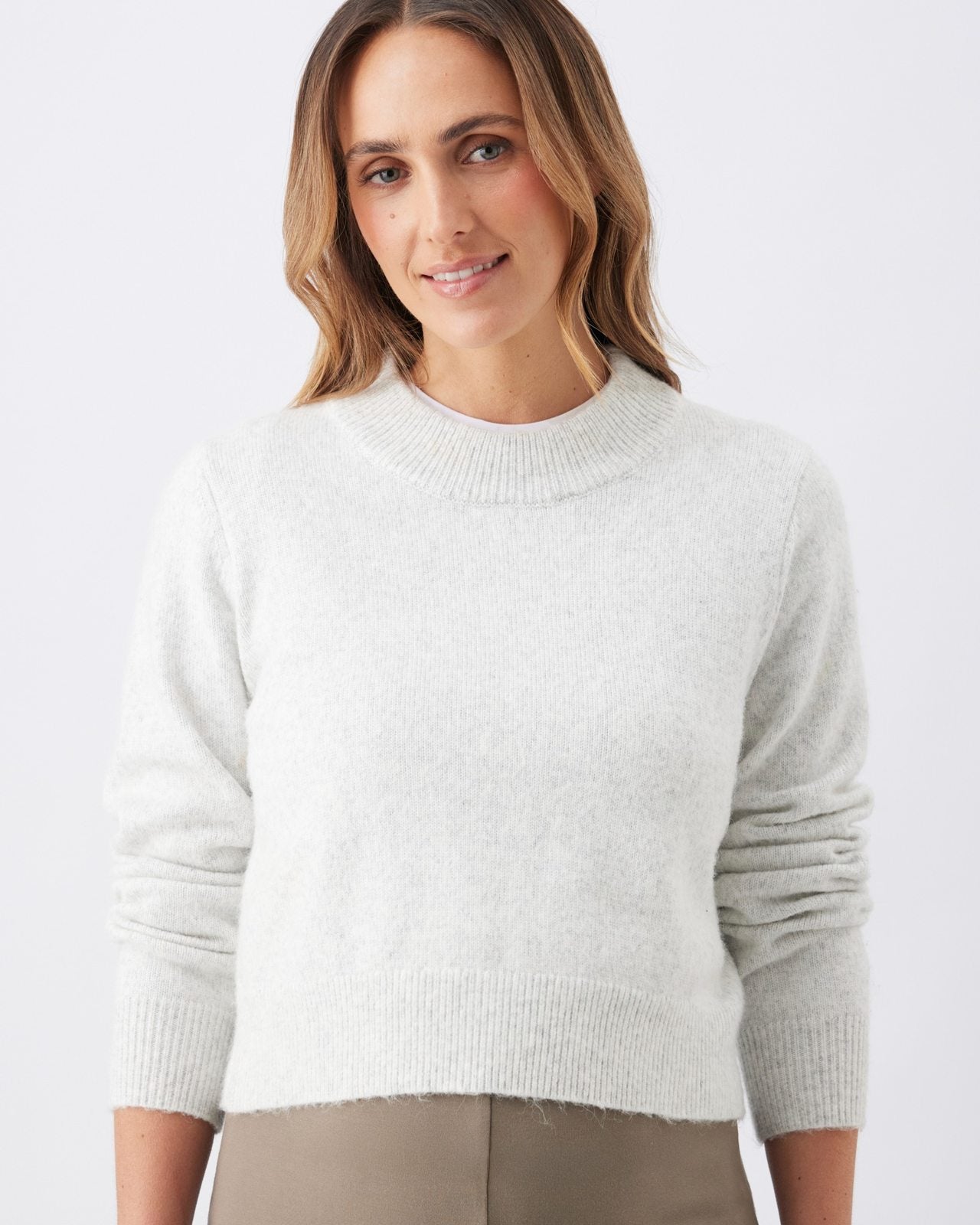 Tia Crop Knit Snow Marle