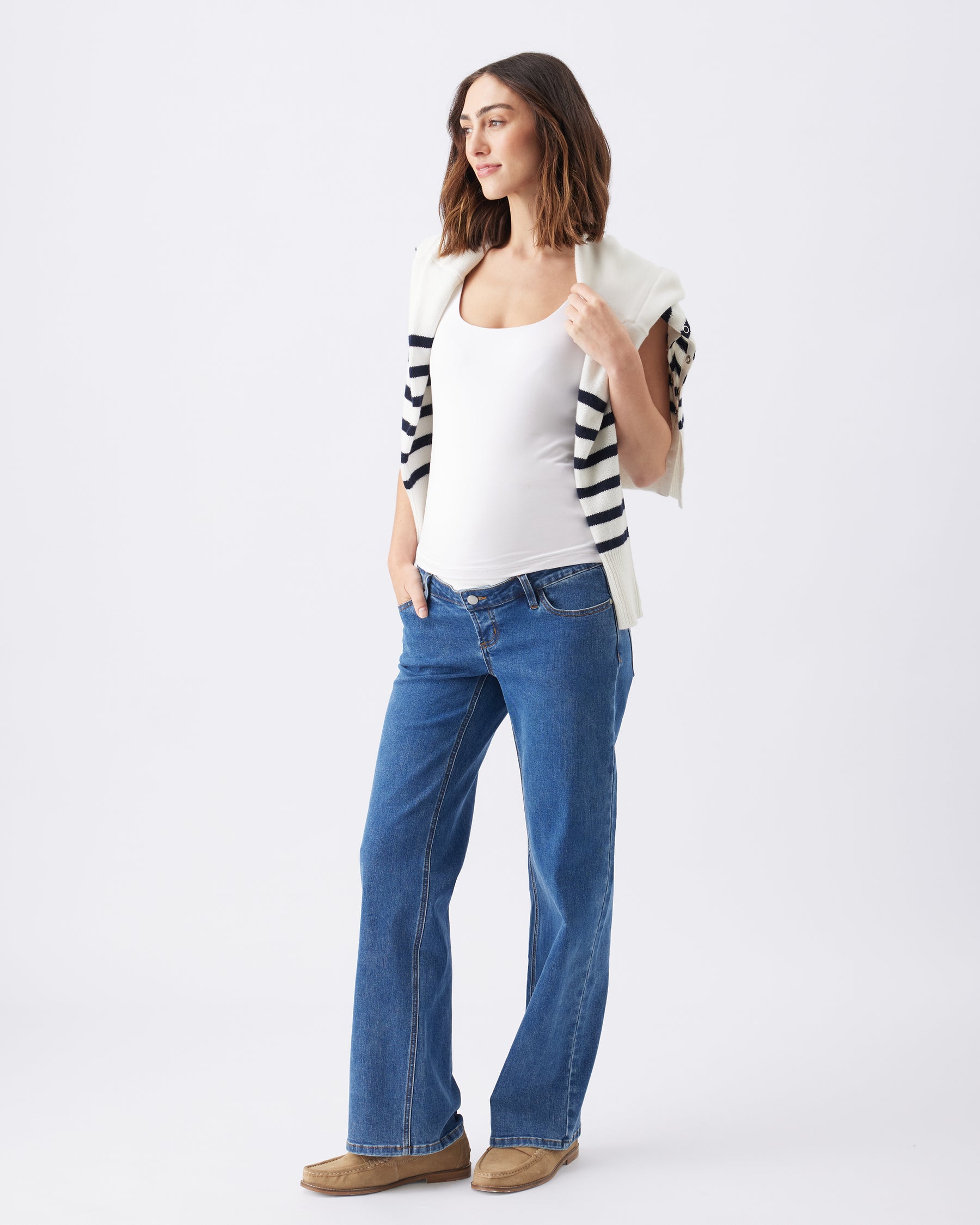 Hanna Nursing Knit White / Navy