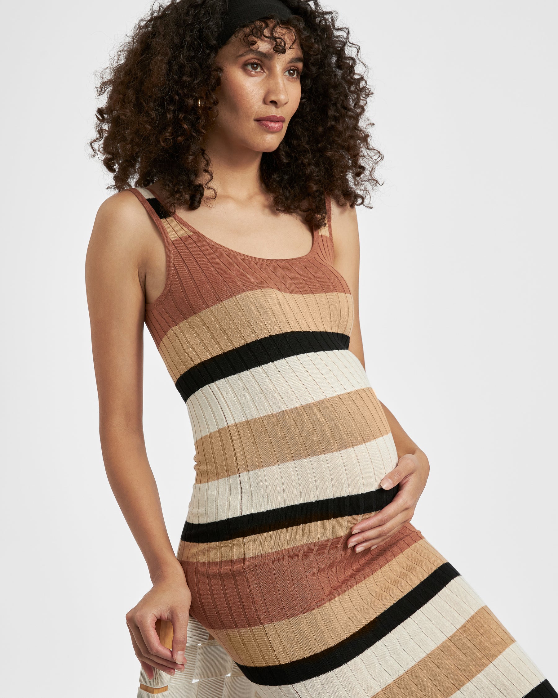 Sarah Stripe Knit Dress Amber / Natural / Black