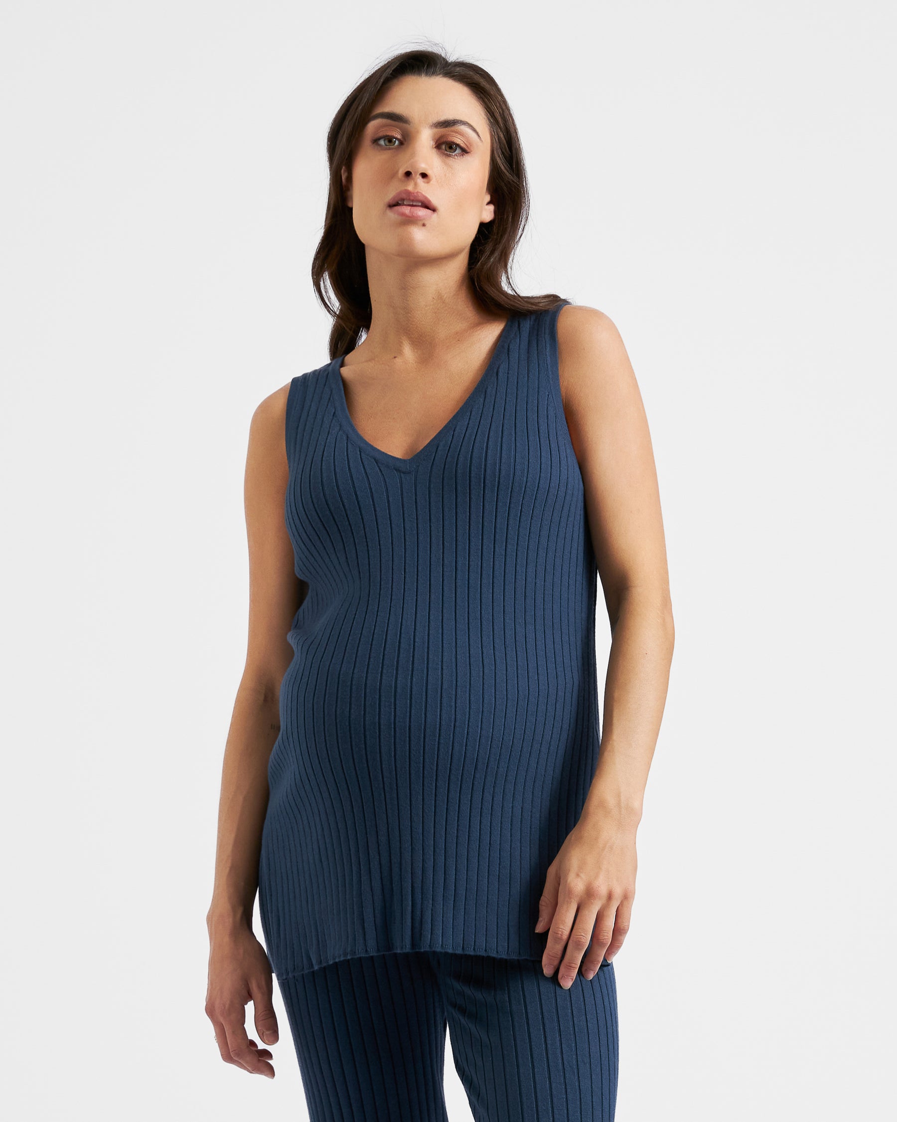 Sophie Rib Knit Nursing Top French Navy