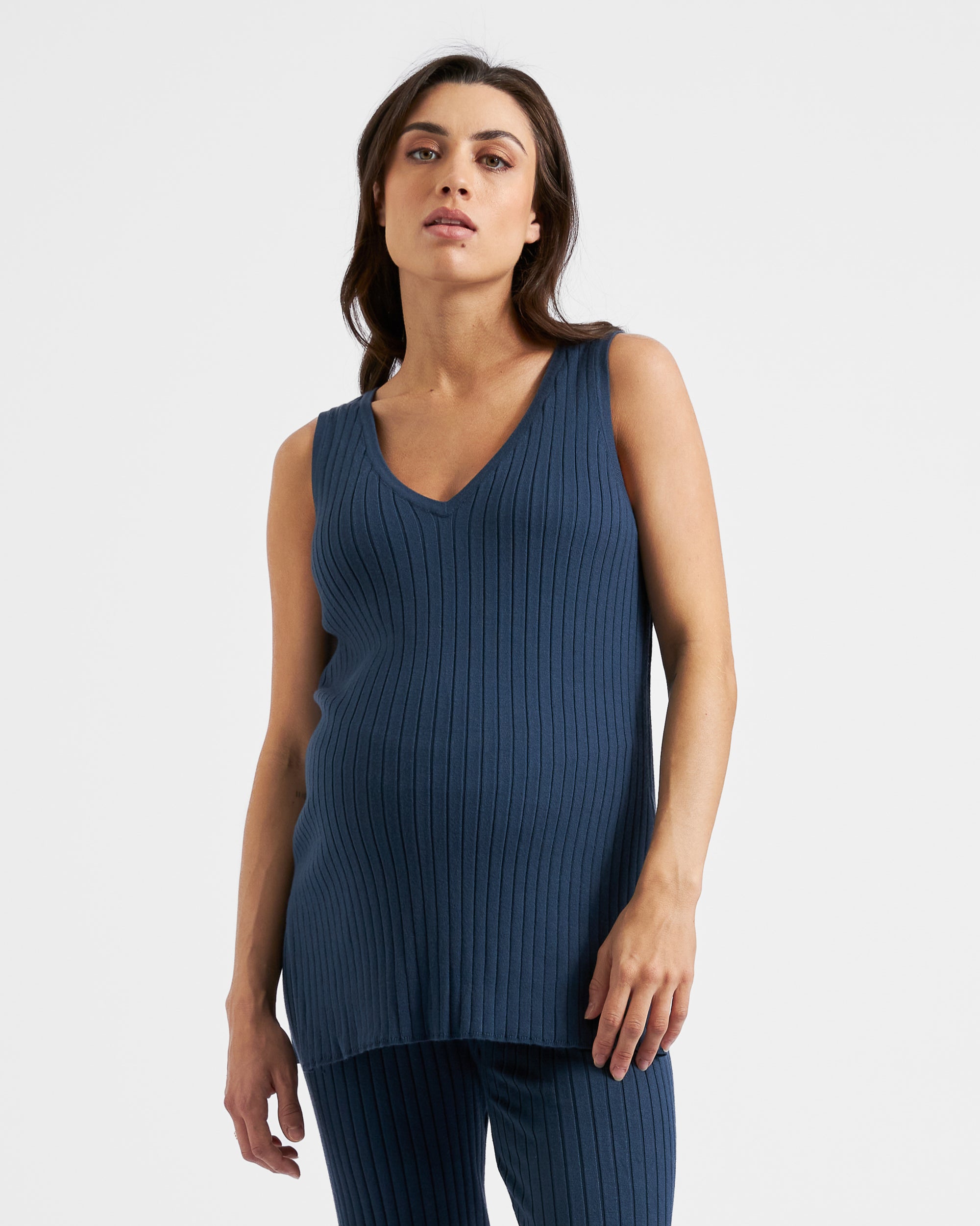 Sophie Rib Knit Nursing Top French Navy