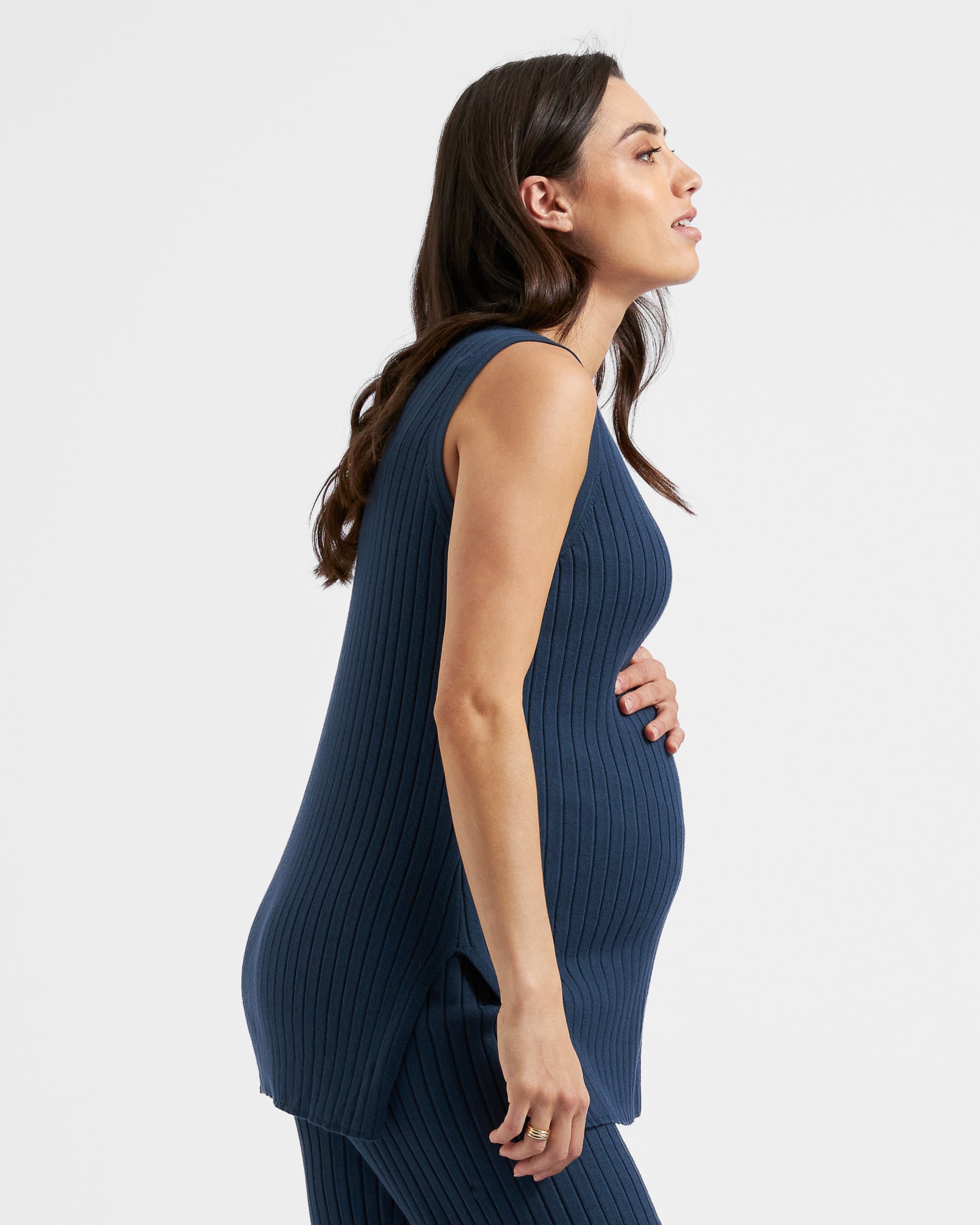 Sophie Rib Knit Nursing Top French Navy