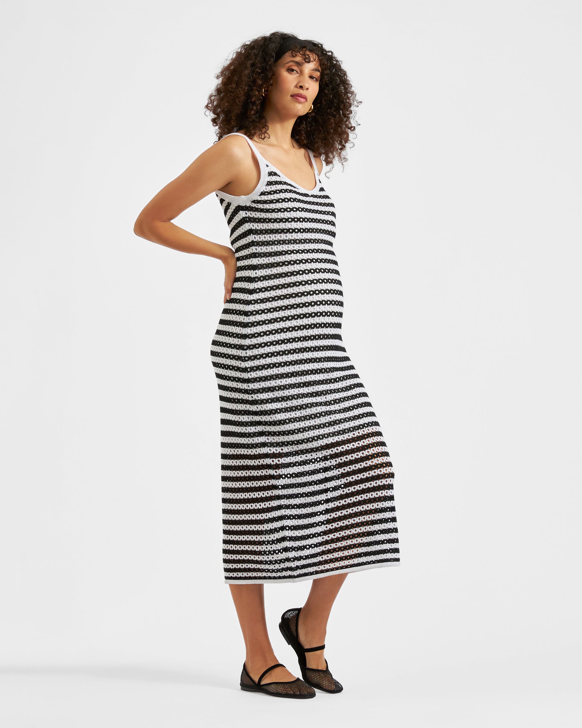 Diana Crochet Dress Black / White