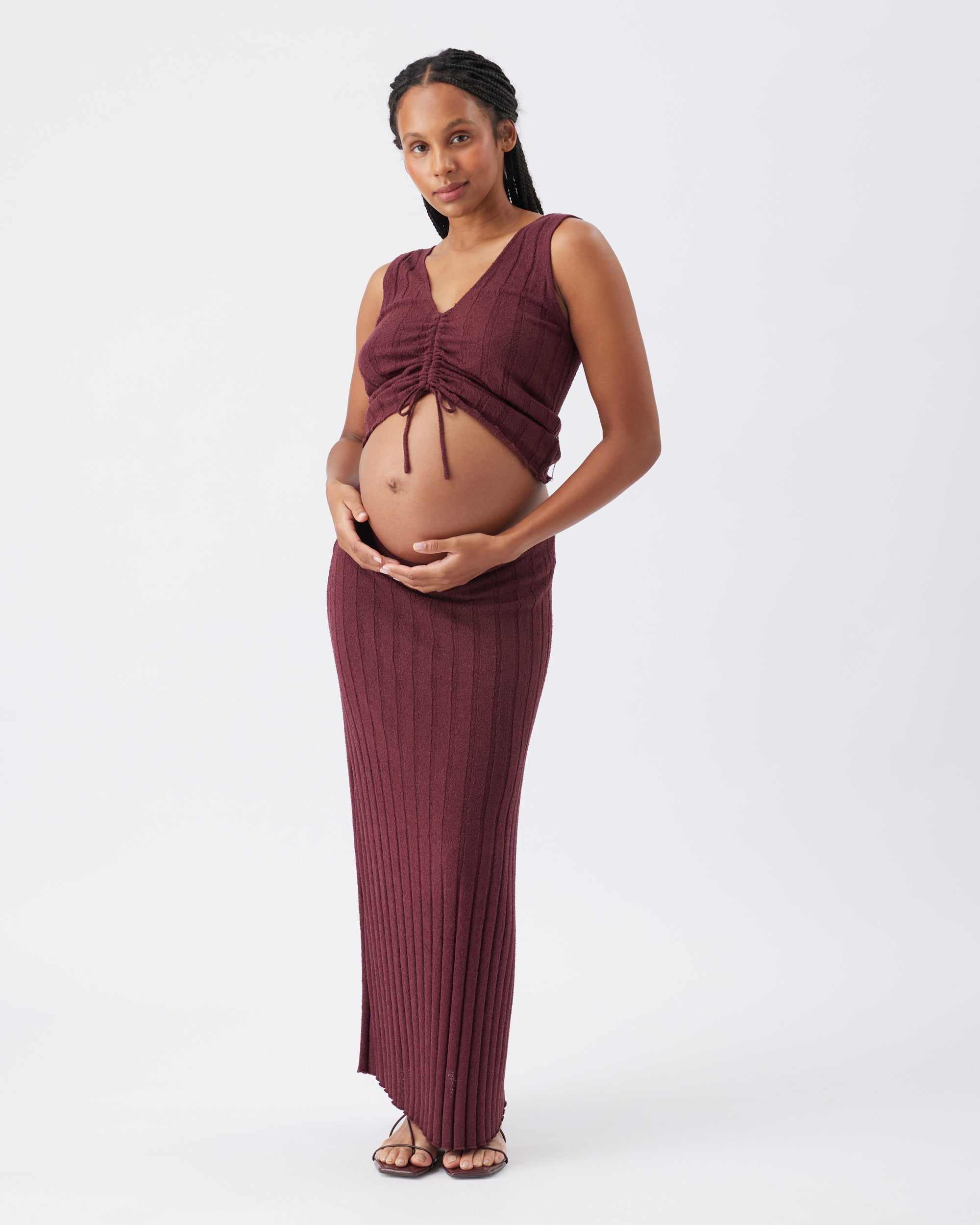 Misha Rib Knit Tank Maroon