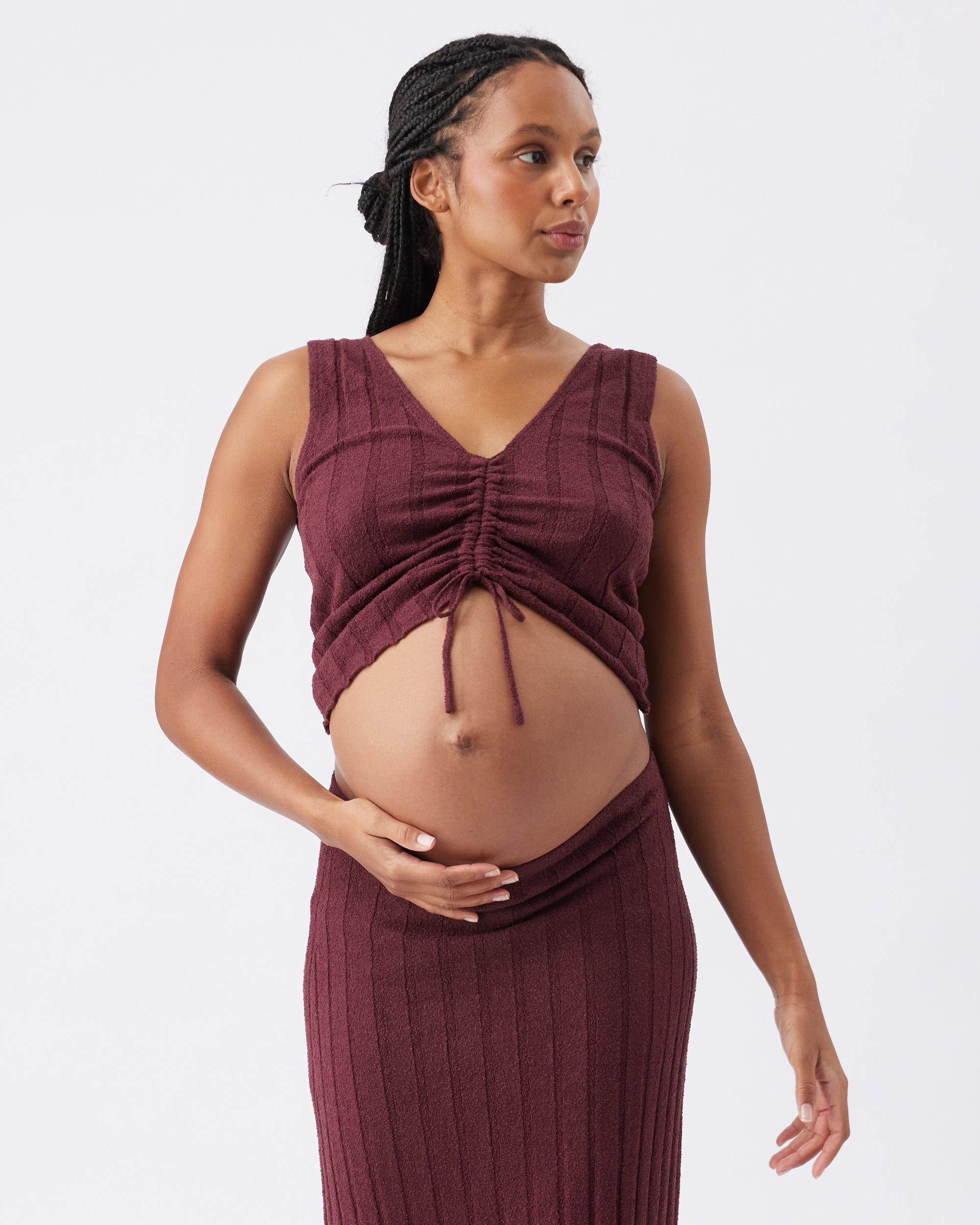 Misha Rib Knit Tank Maroon