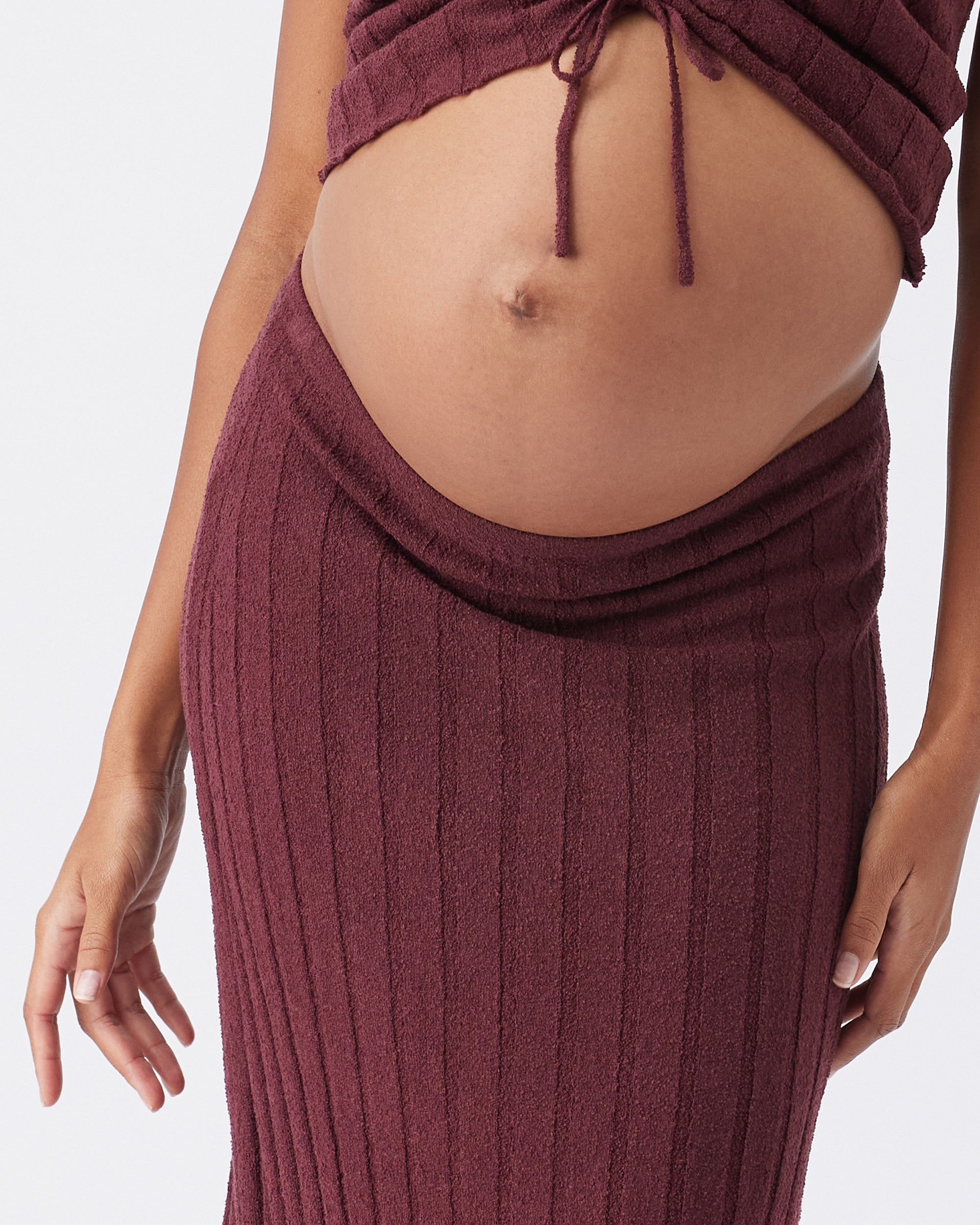 Charli Rib Knit Skirt Maroon
