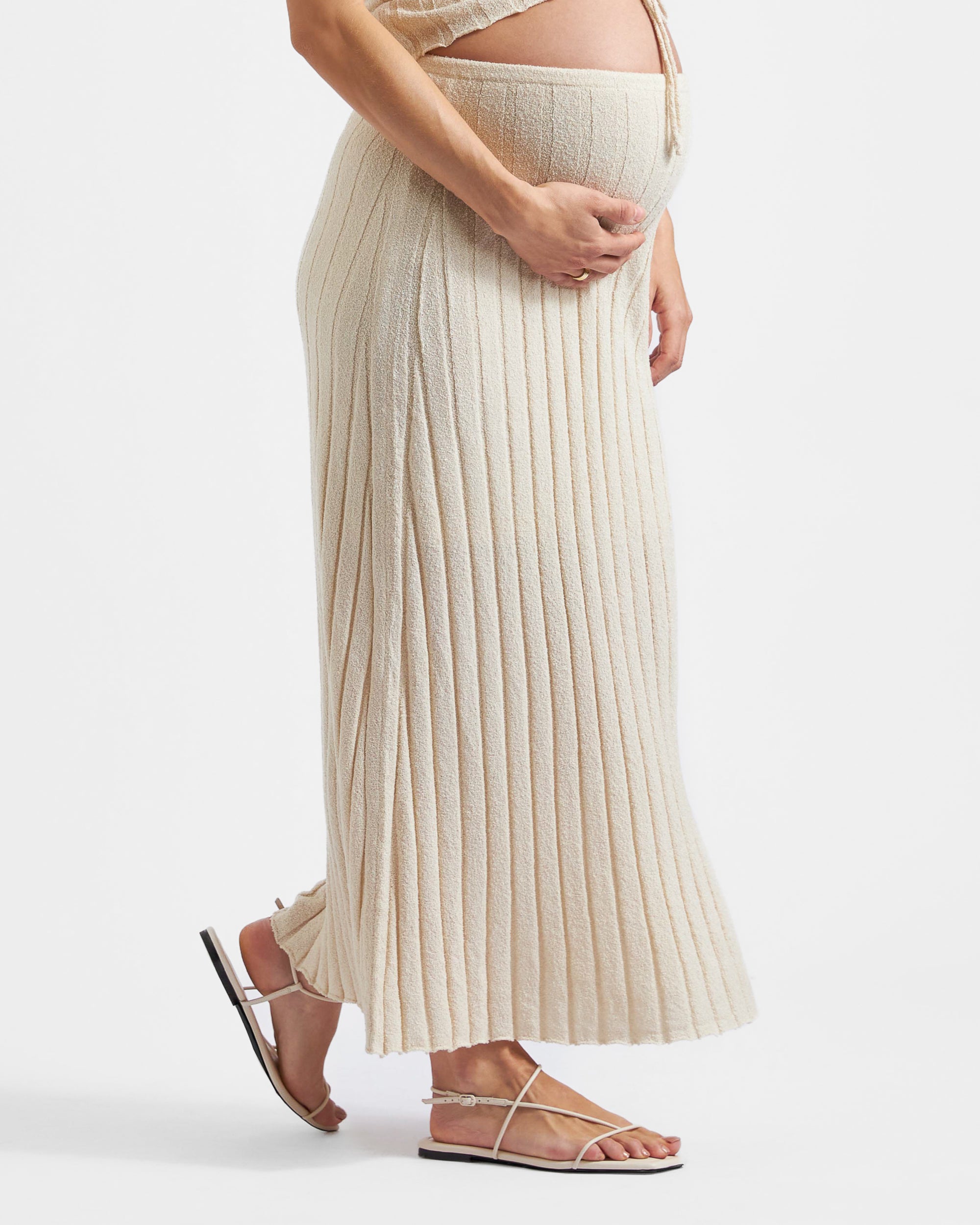 Charli Rib Knit Skirt Stone
