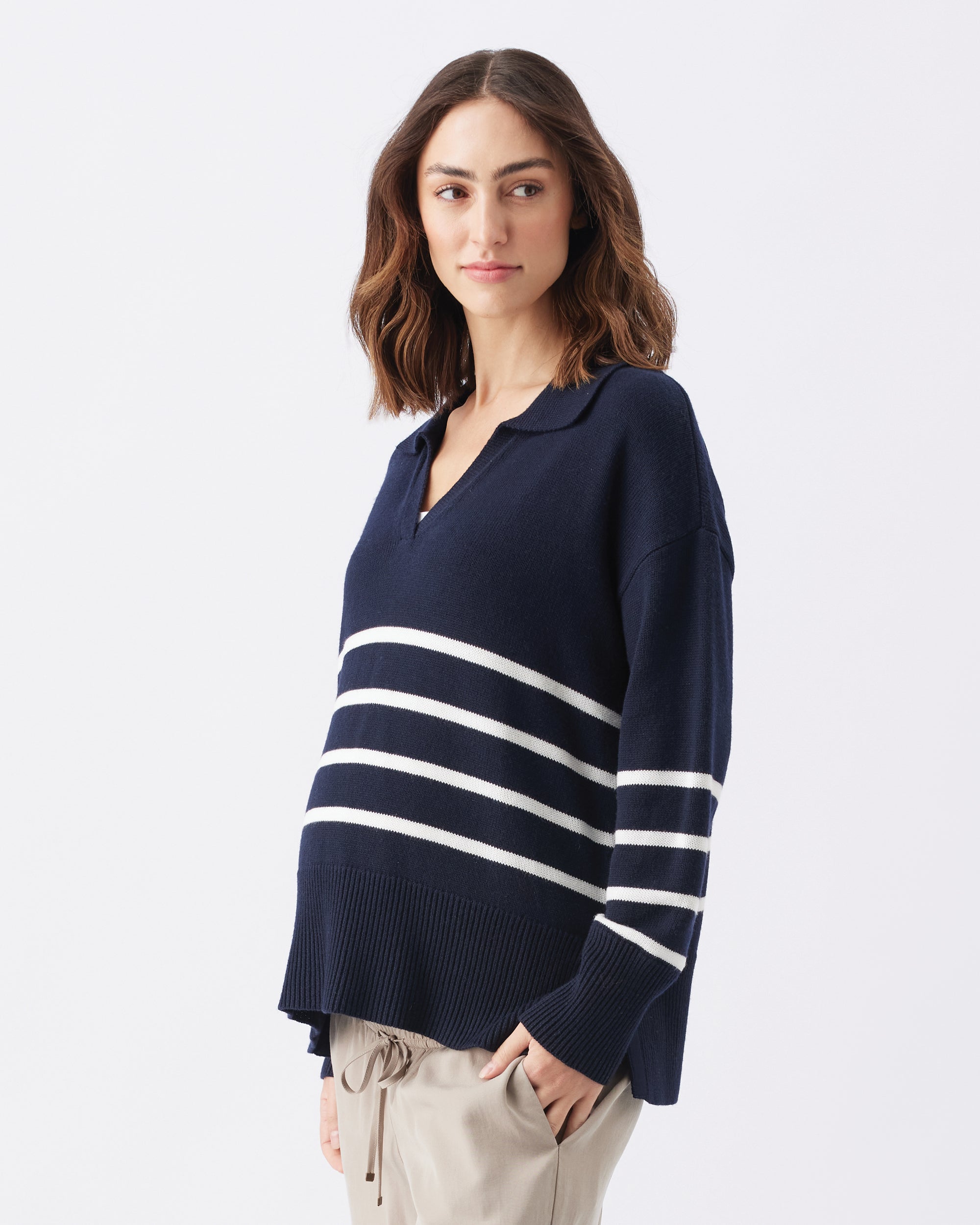 Lori Nursing Knit Navy / White