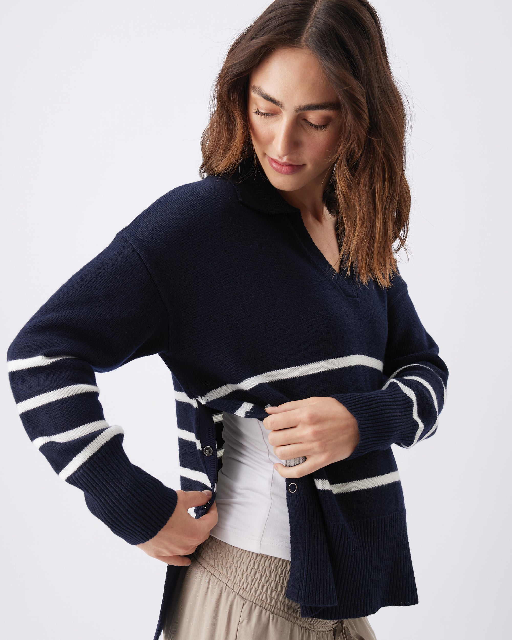 Lori Nursing Knit Navy / White