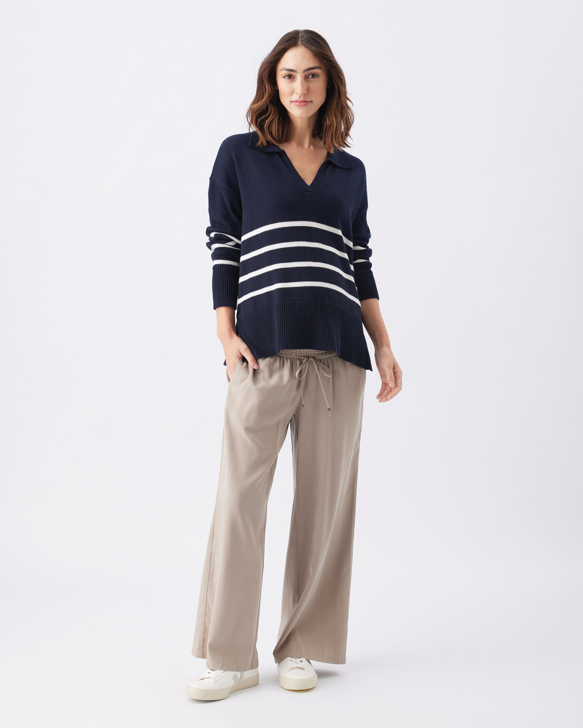 Lori Nursing Knit Navy / White