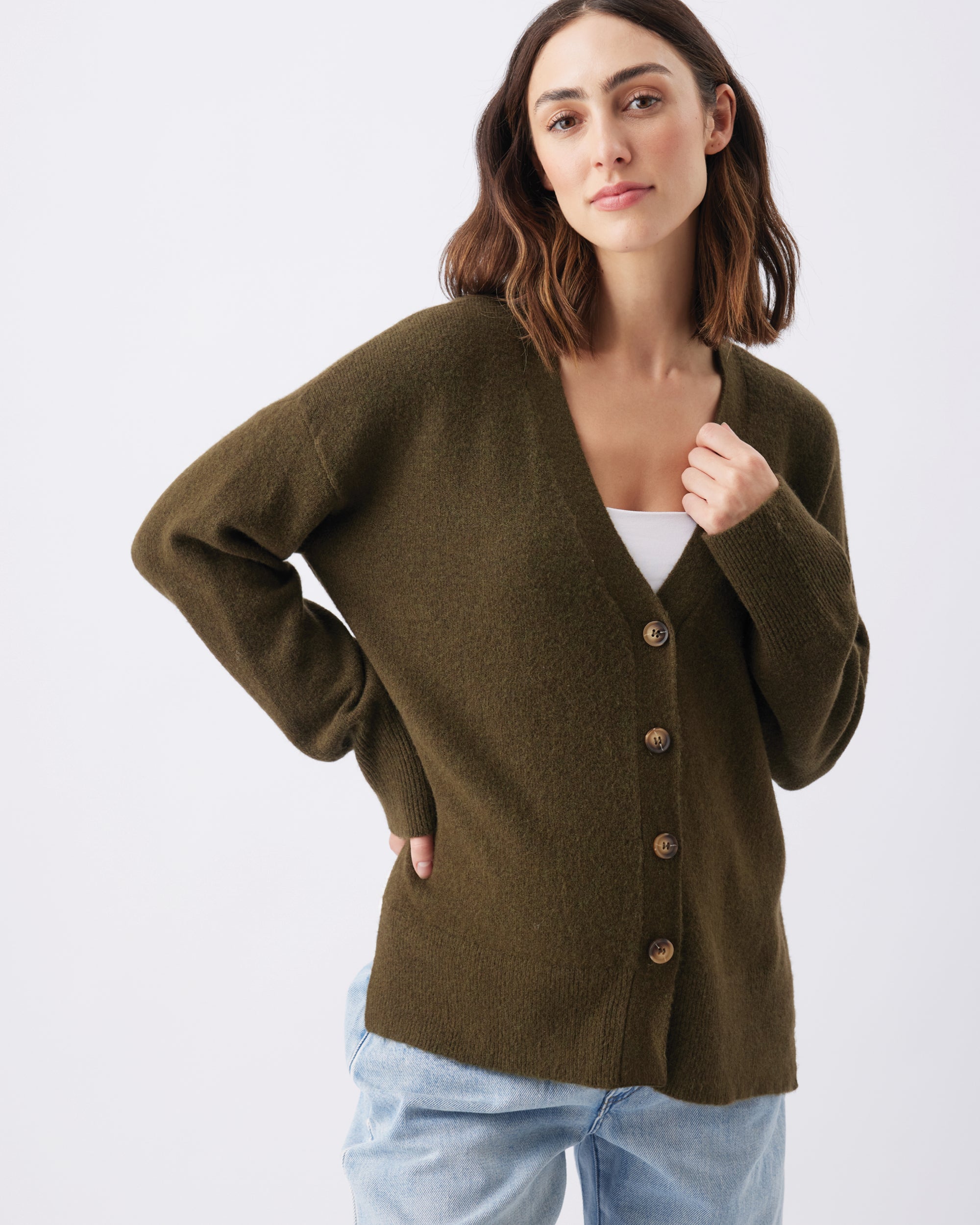 Tully Knit Cardigan Khaki