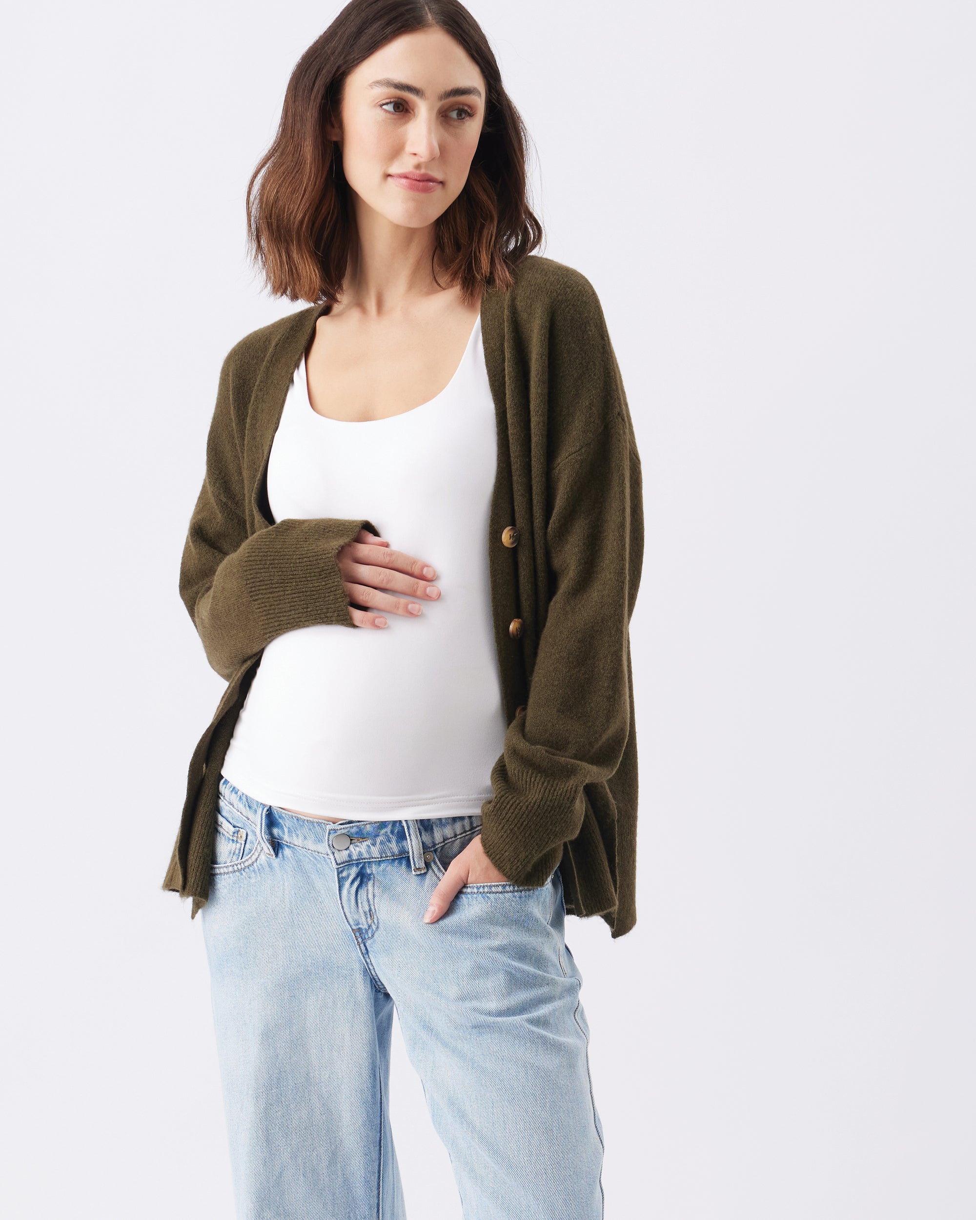 Tully Knit Cardigan Khaki