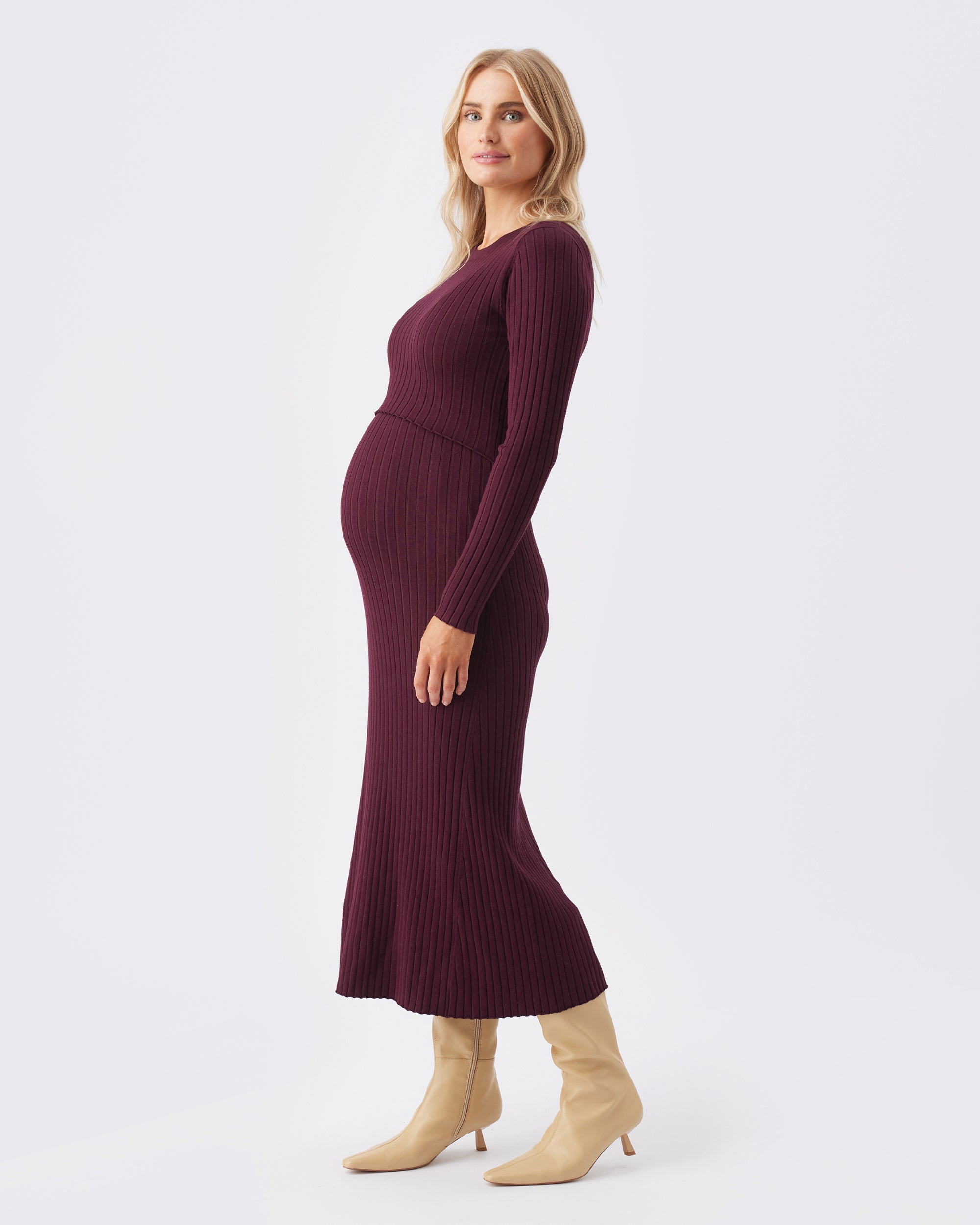 Eden Knit Nursing Dress Maroon
