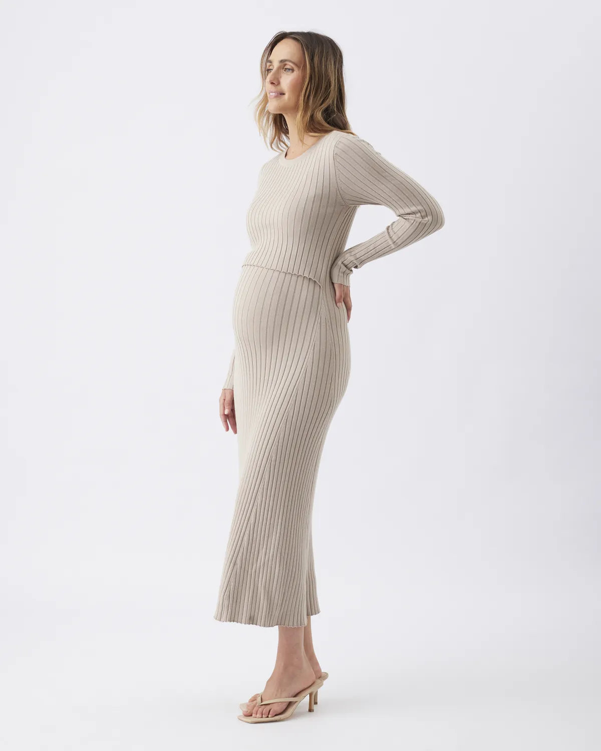 Eden Knit Nursing Dress Stone