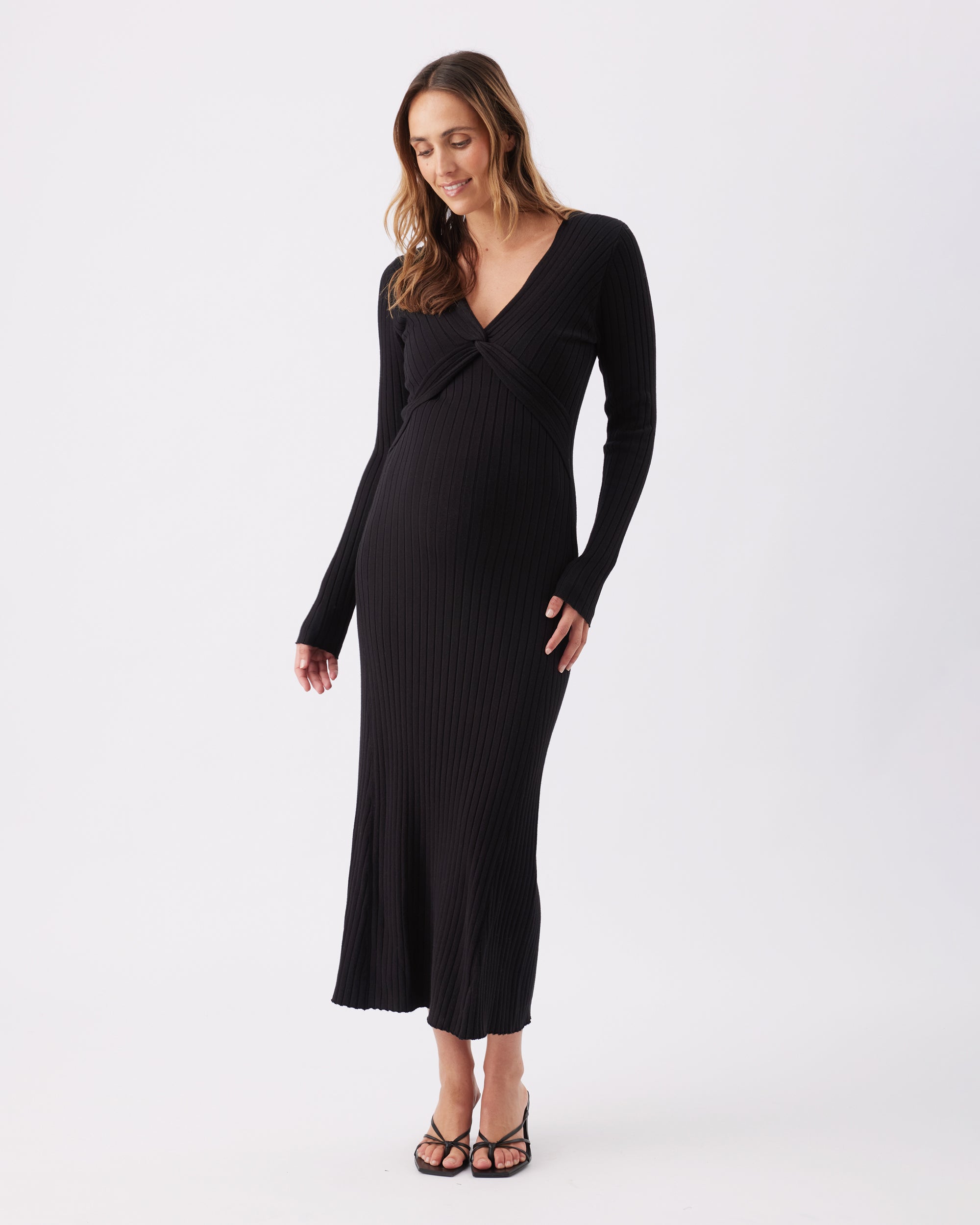 Remi Knit Nursing Dress Black