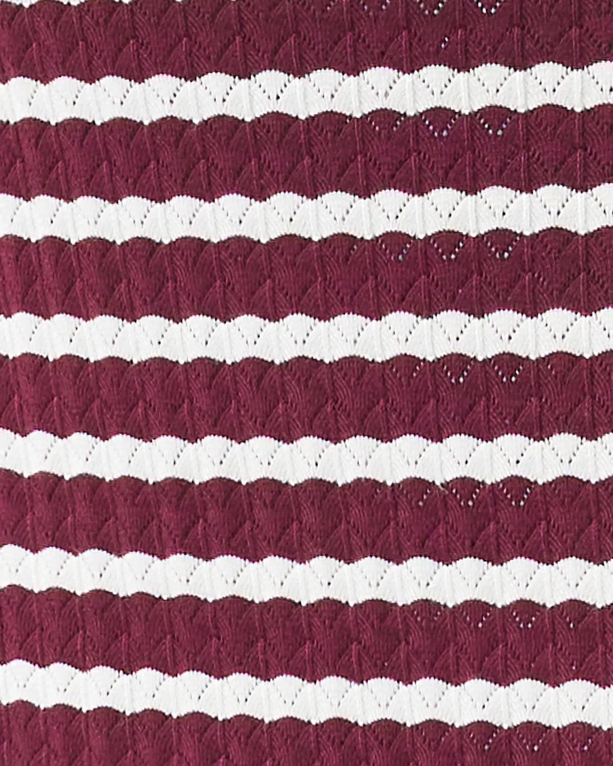 Pointelle Knit Nursing Dress Maroon / White