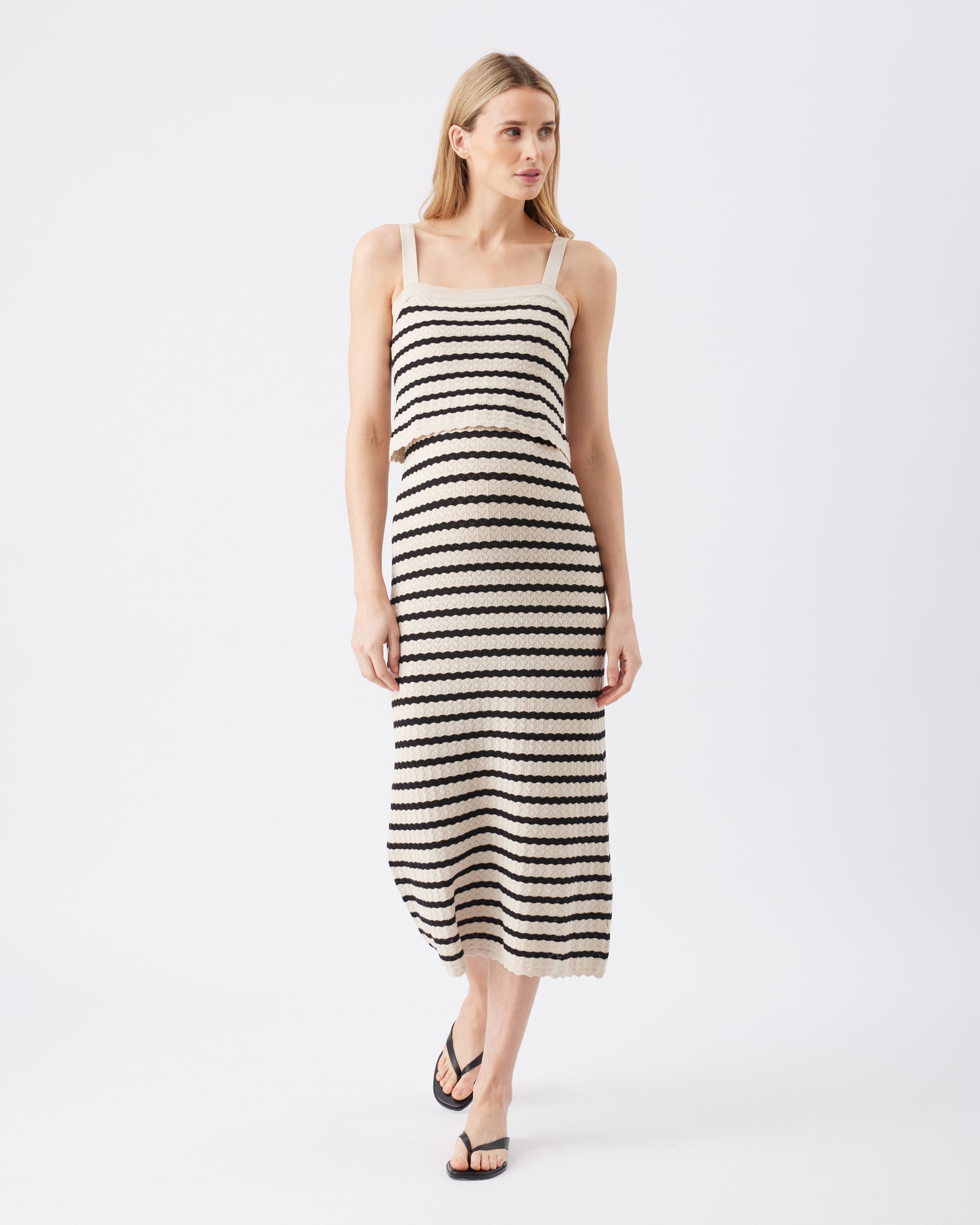 Pointelle Knit Nursing Dress Natural / Black