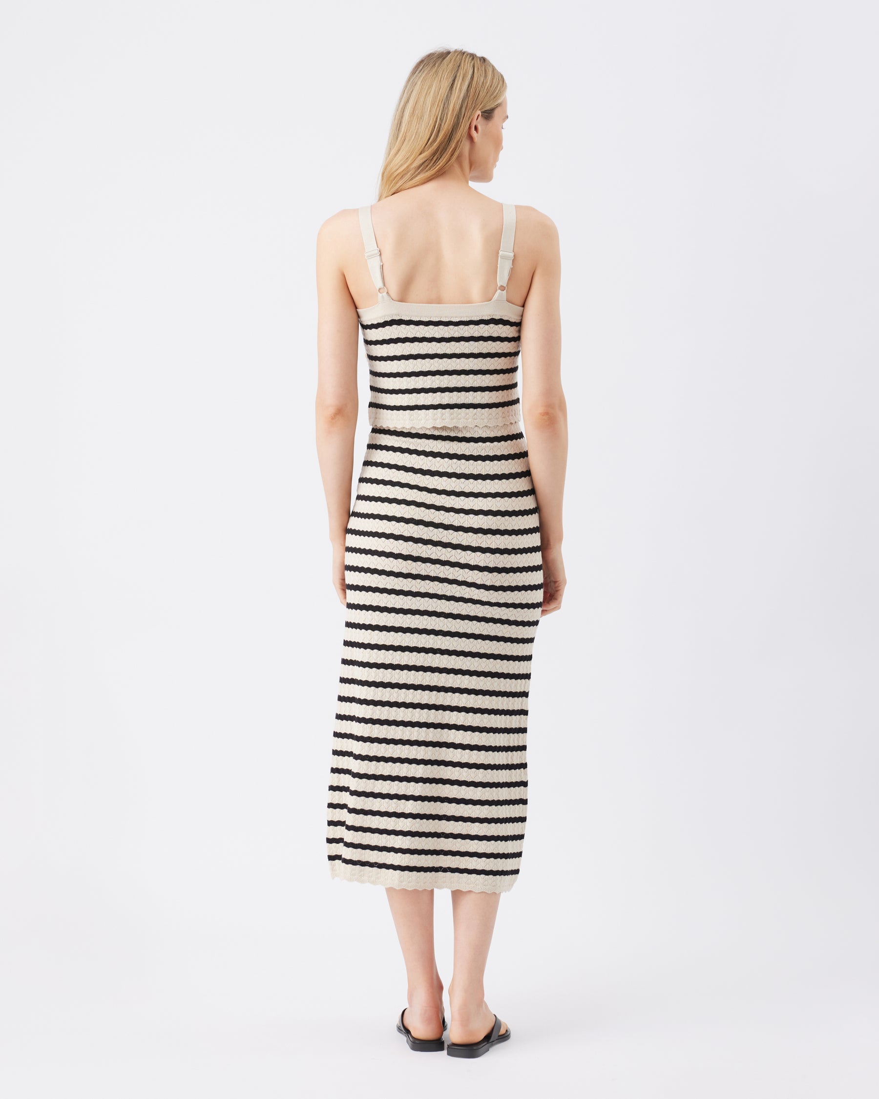 Pointelle Knit Nursing Dress Natural / Black