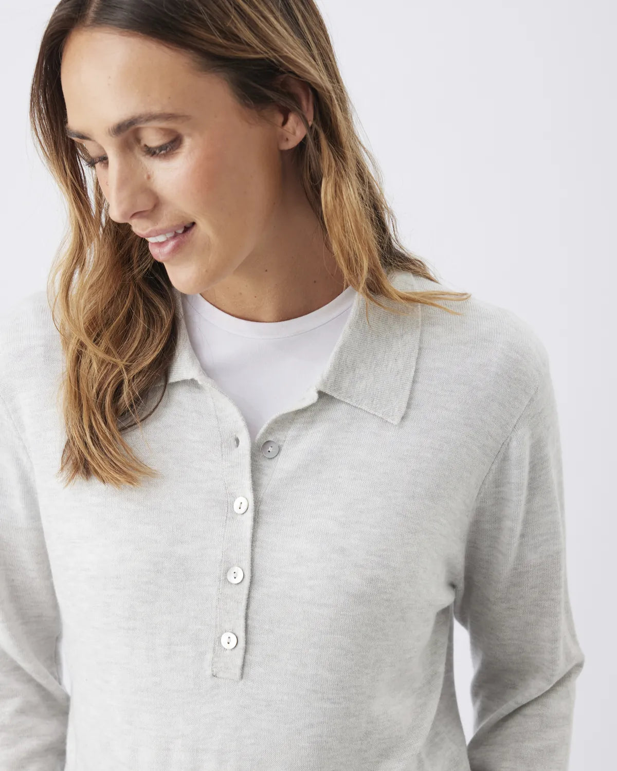 Piper Polo Nursing Knit Silver Marle
