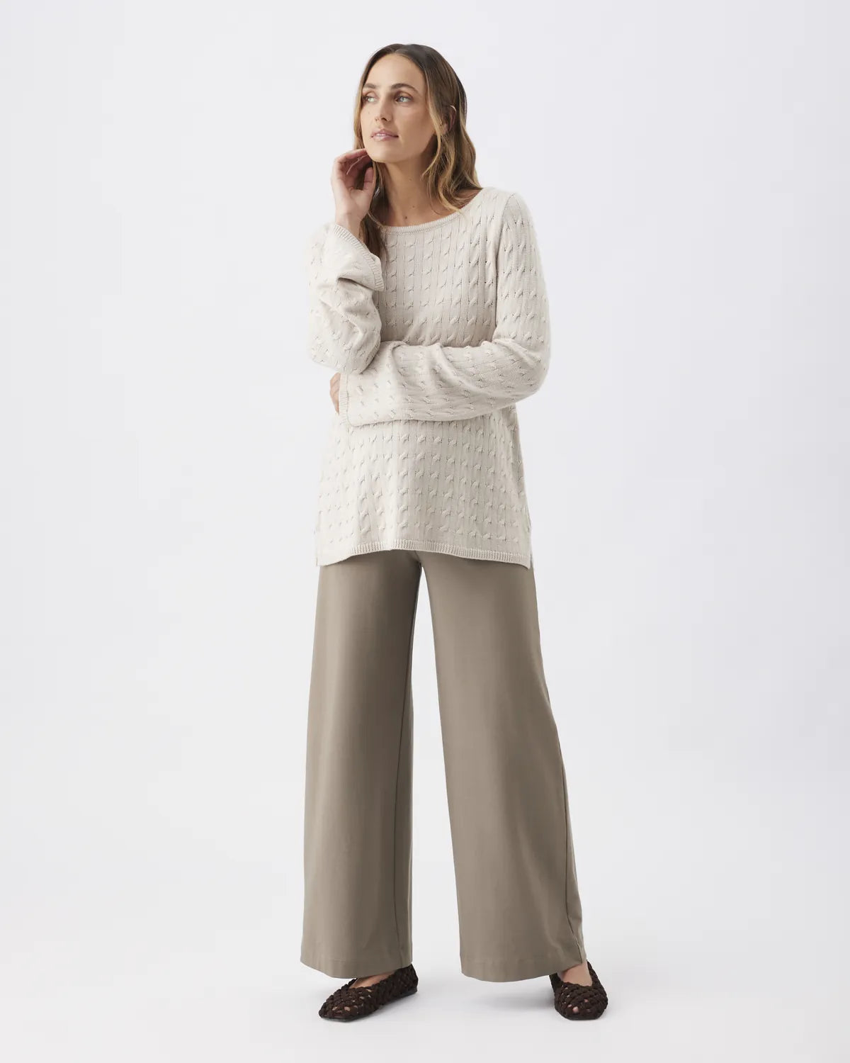 Carla Cable Nursing Knit Fawn