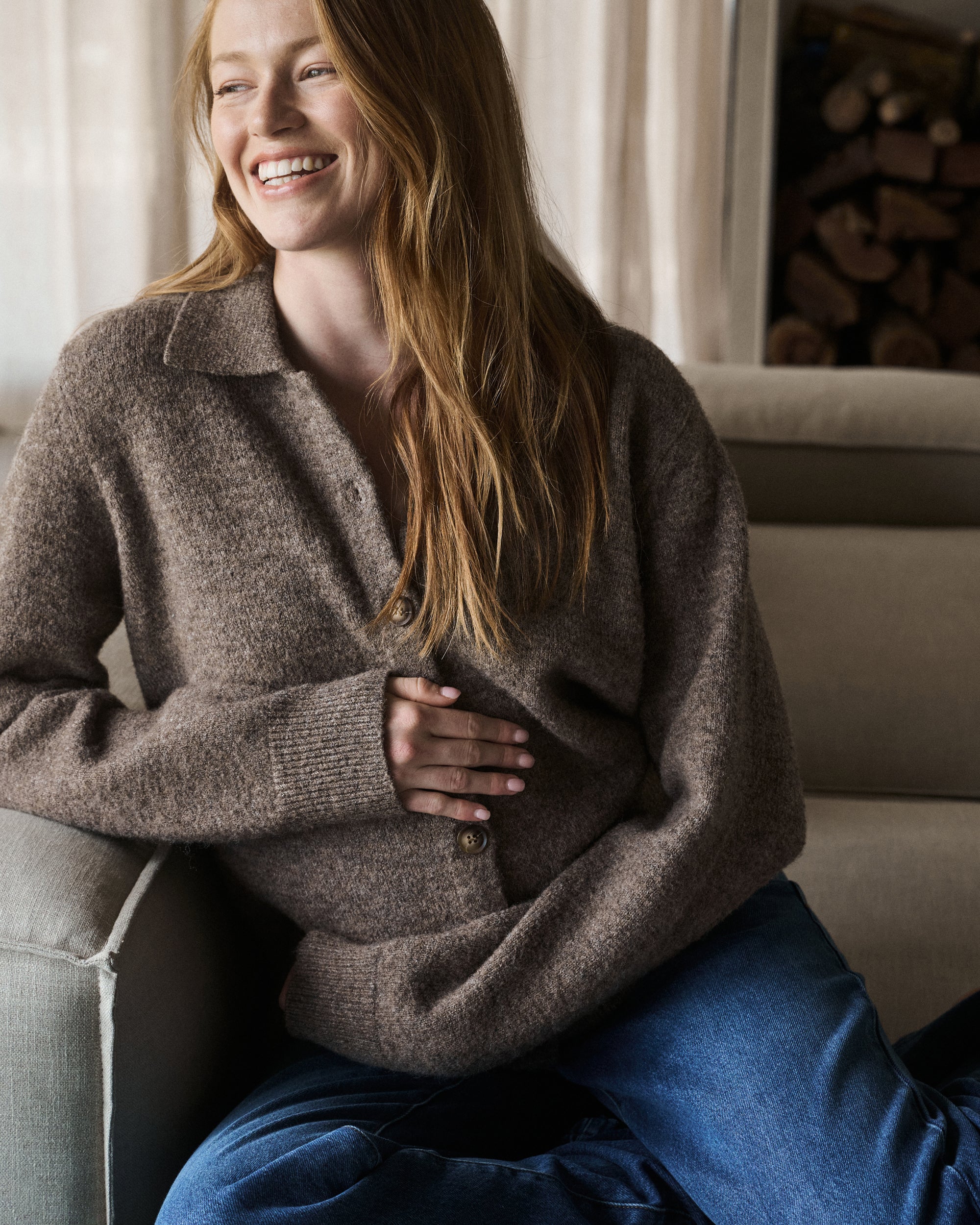 Brodie Collared Cardigan Truffle