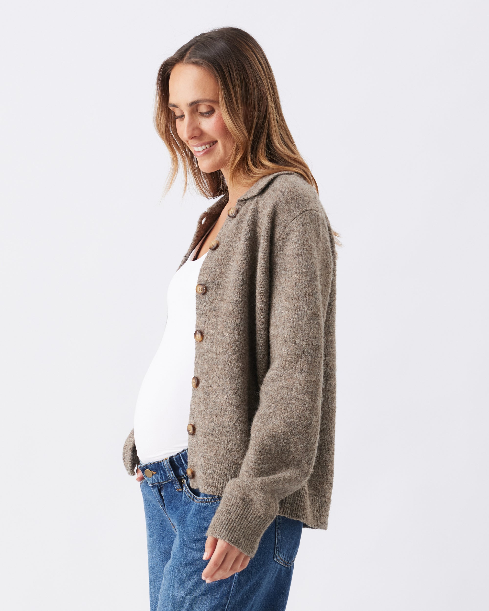 Brodie Collared Cardigan Truffle
