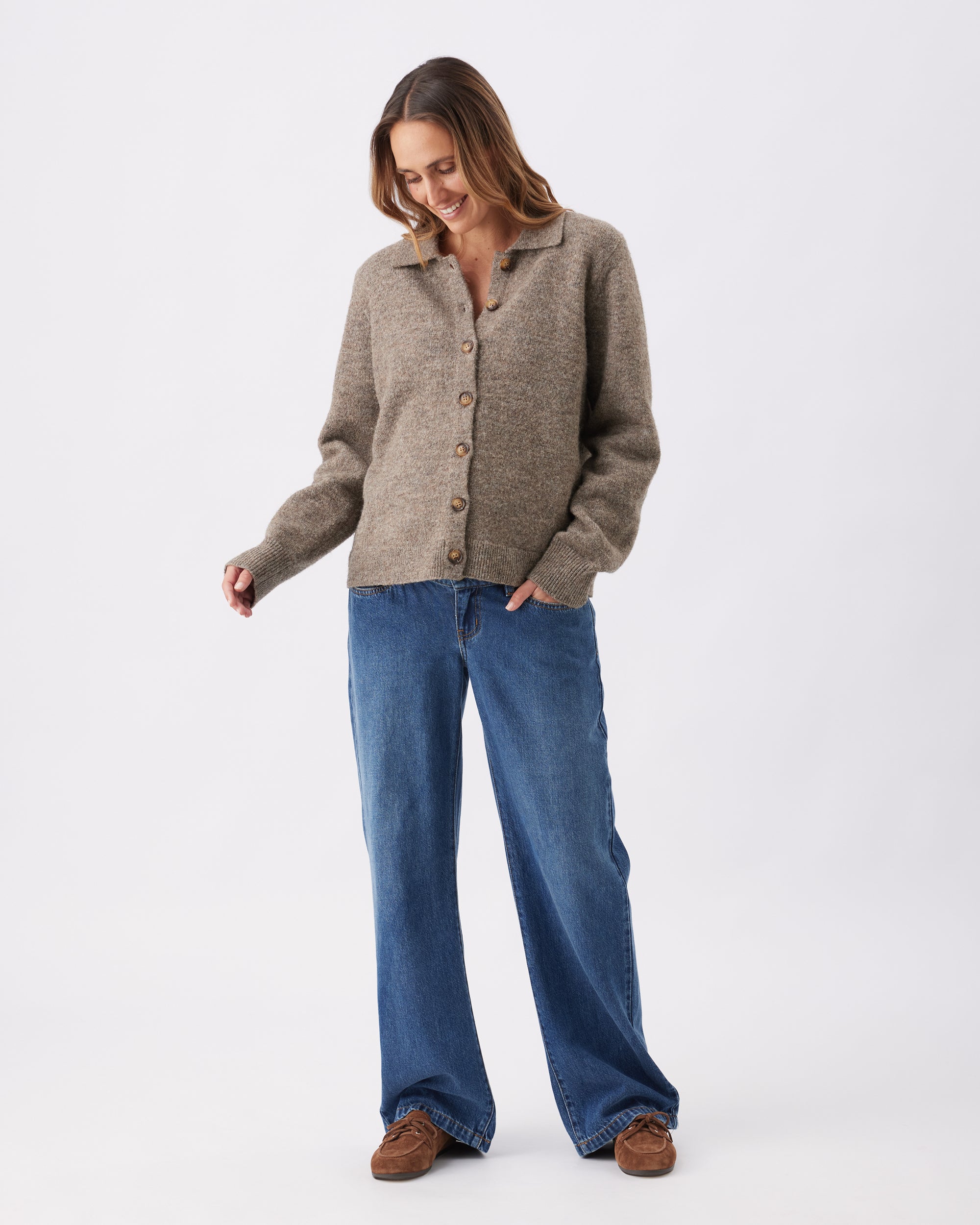 Brodie Collared Cardigan Truffle