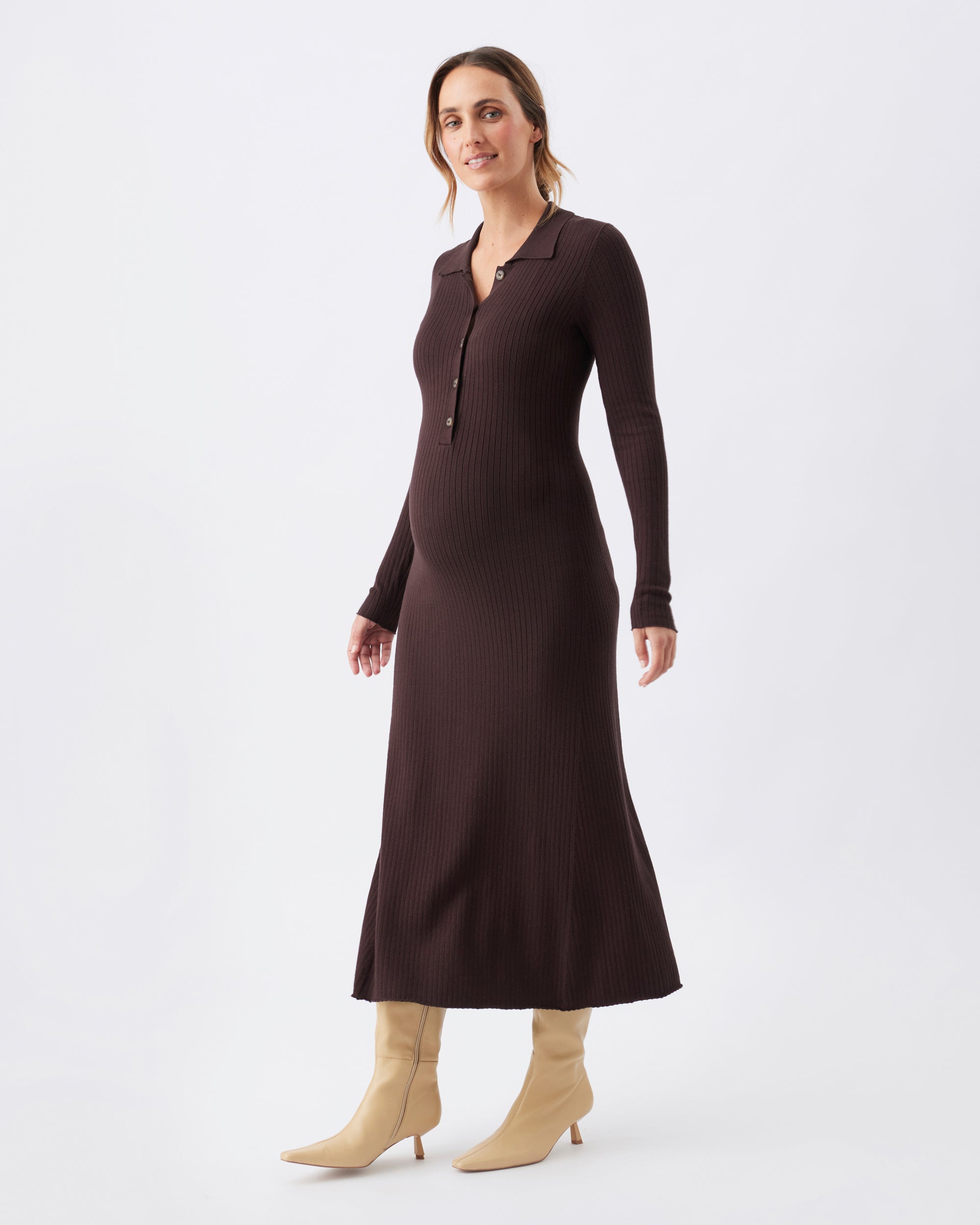 Hollie Polo Knit Dress Cocoa