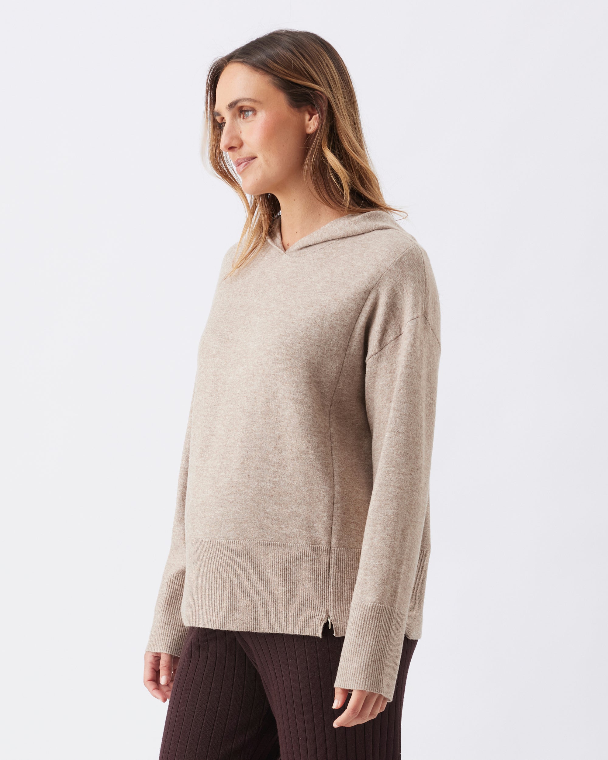 Finley Nursing Knit Hoodie Latte