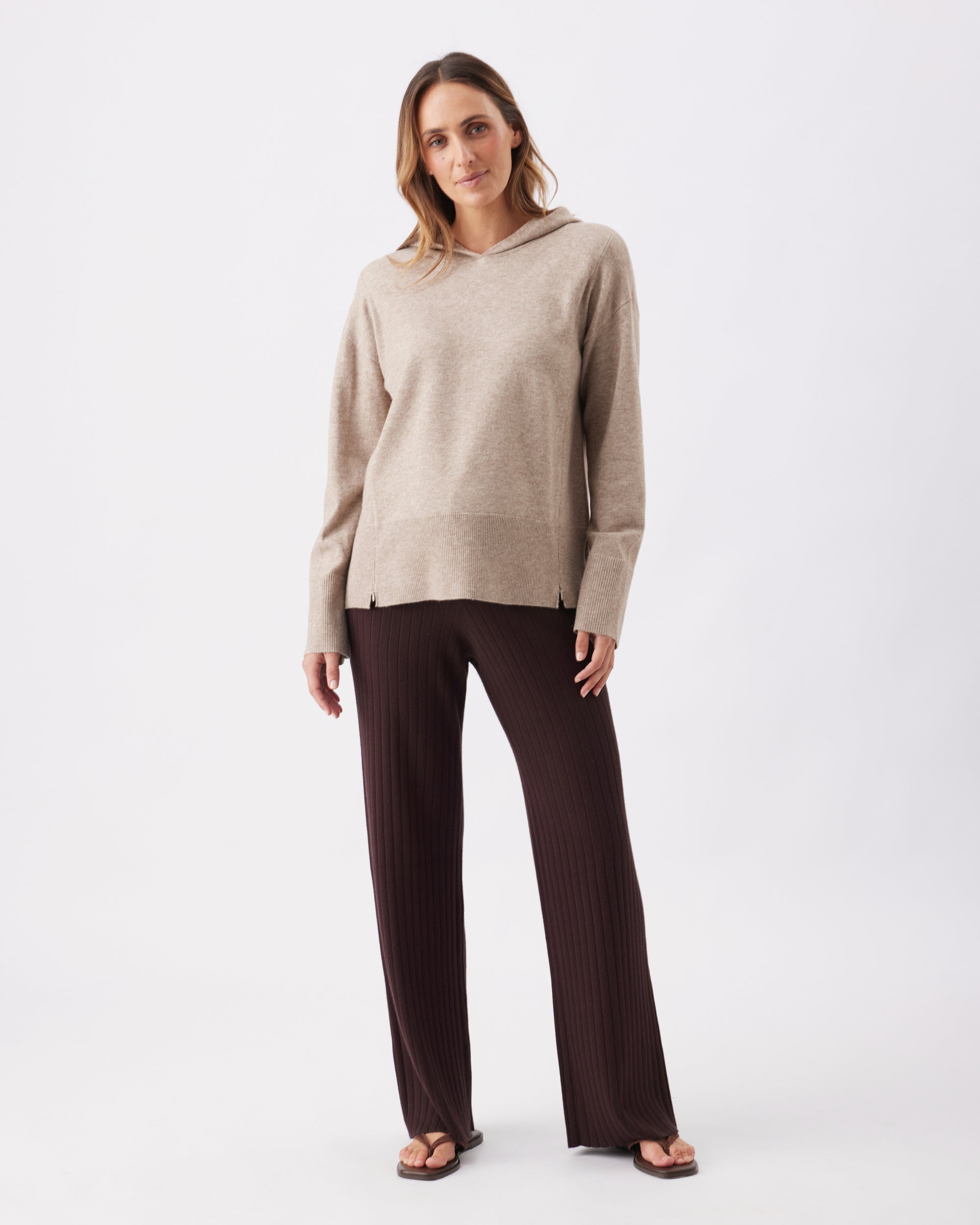Finley Nursing Knit Hoodie Latte