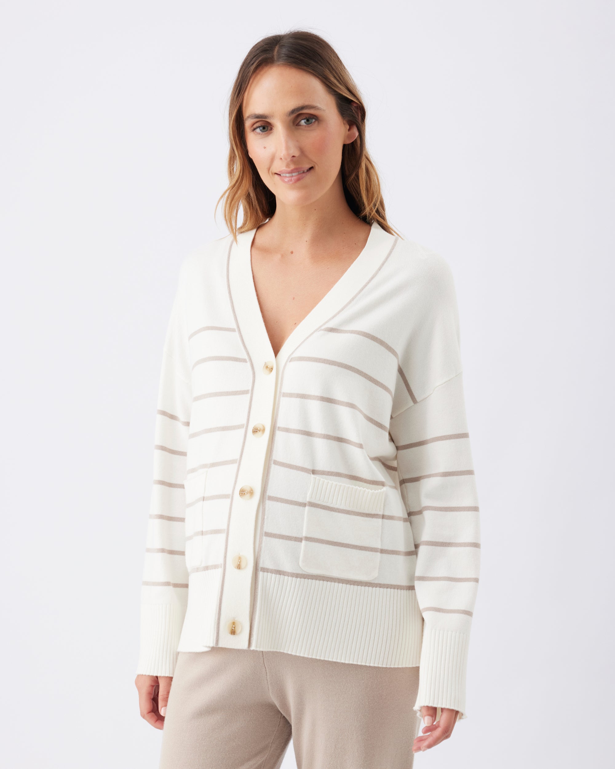 Ellis Knit Cardigan Off White / Stone