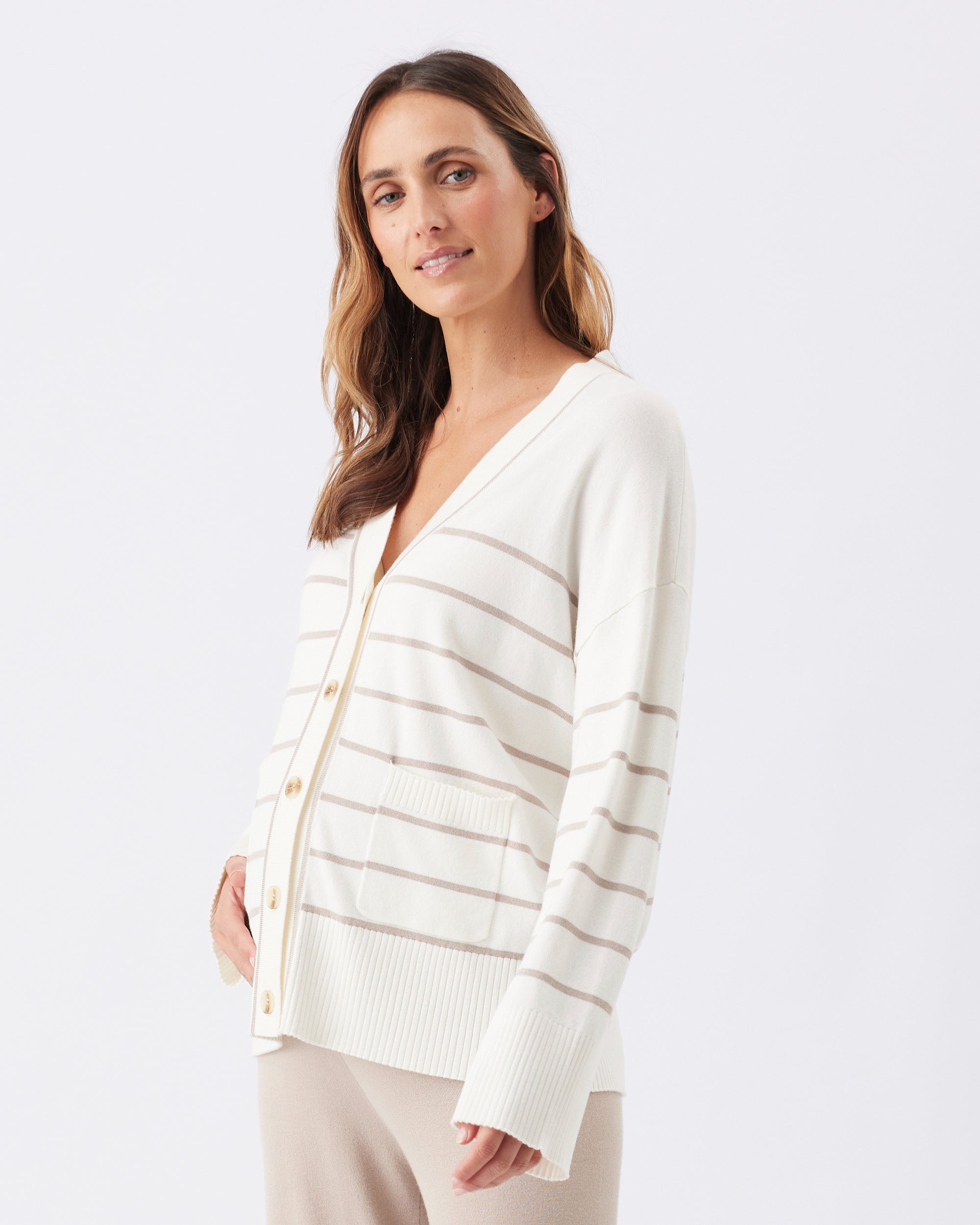 Ellis Knit Cardigan Off White / Stone