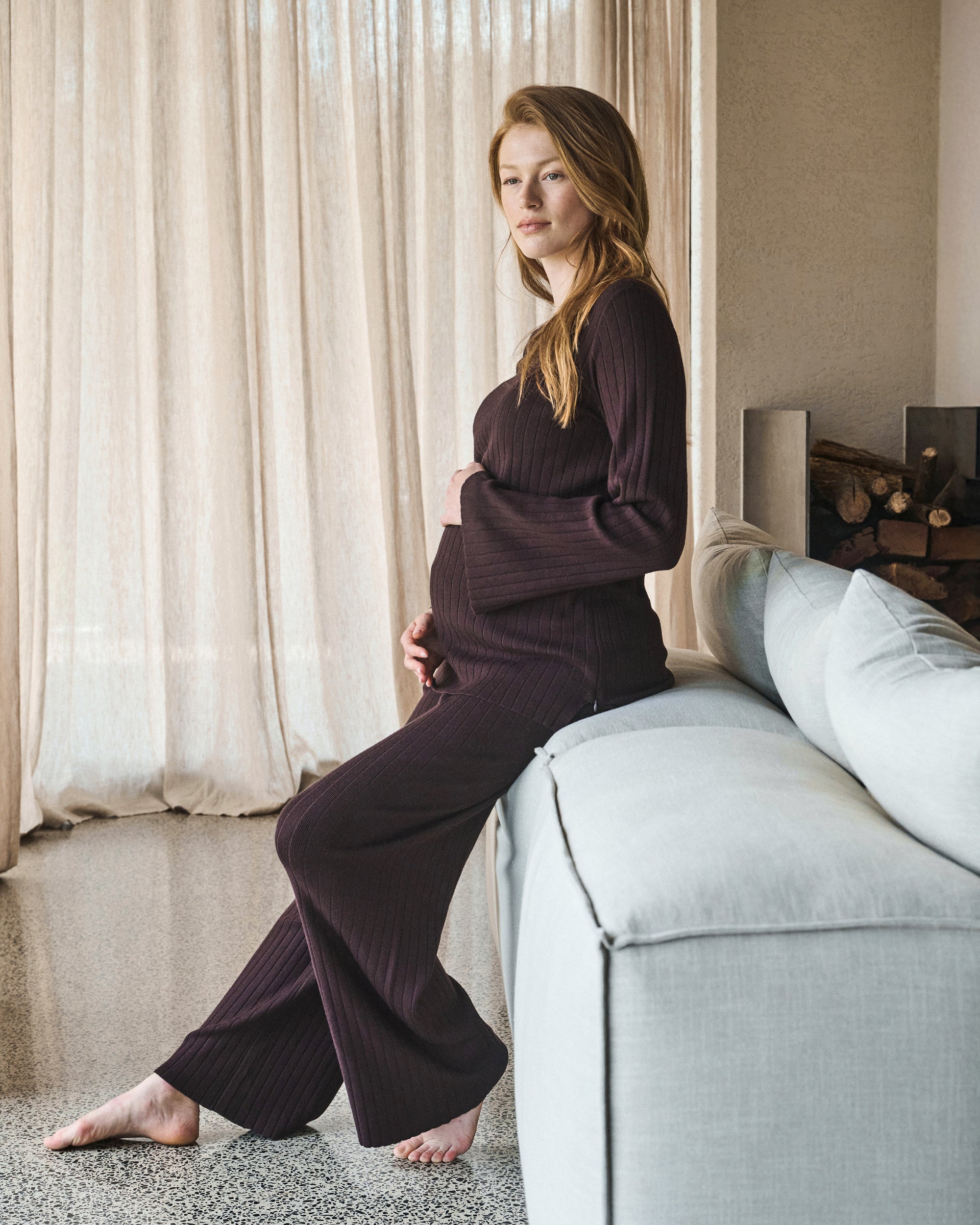 Dallas Rib Knit Pant Cocoa