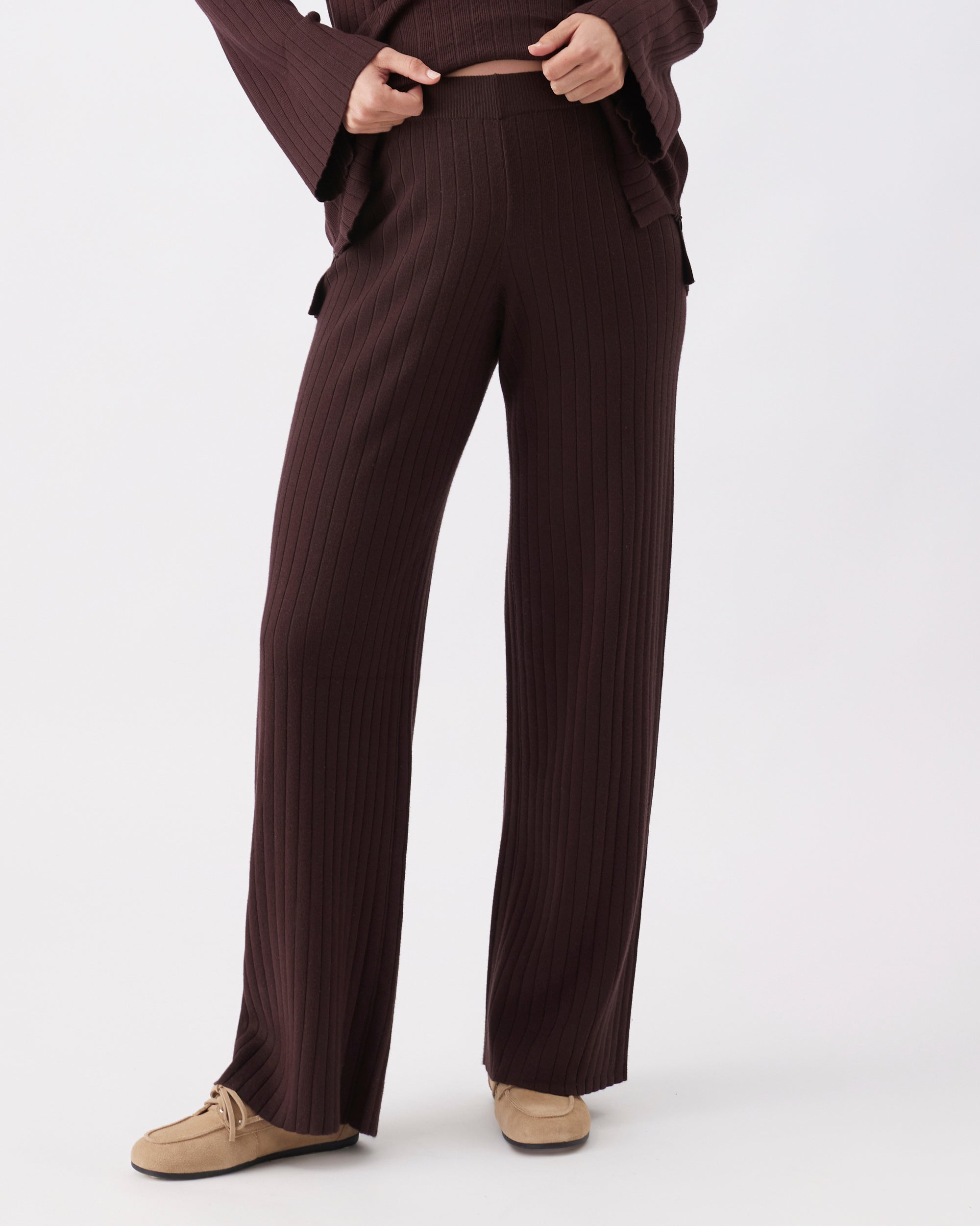 Dallas Rib Knit Pant Cocoa