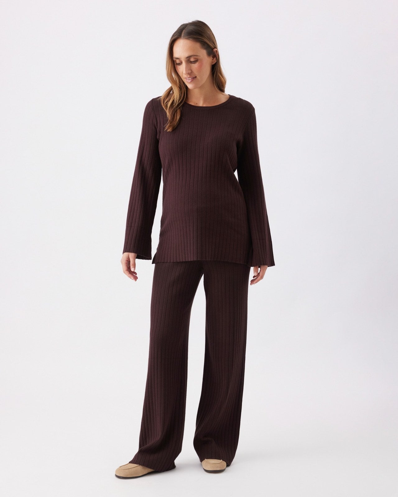 Dallas Rib Knit Pant Cocoa