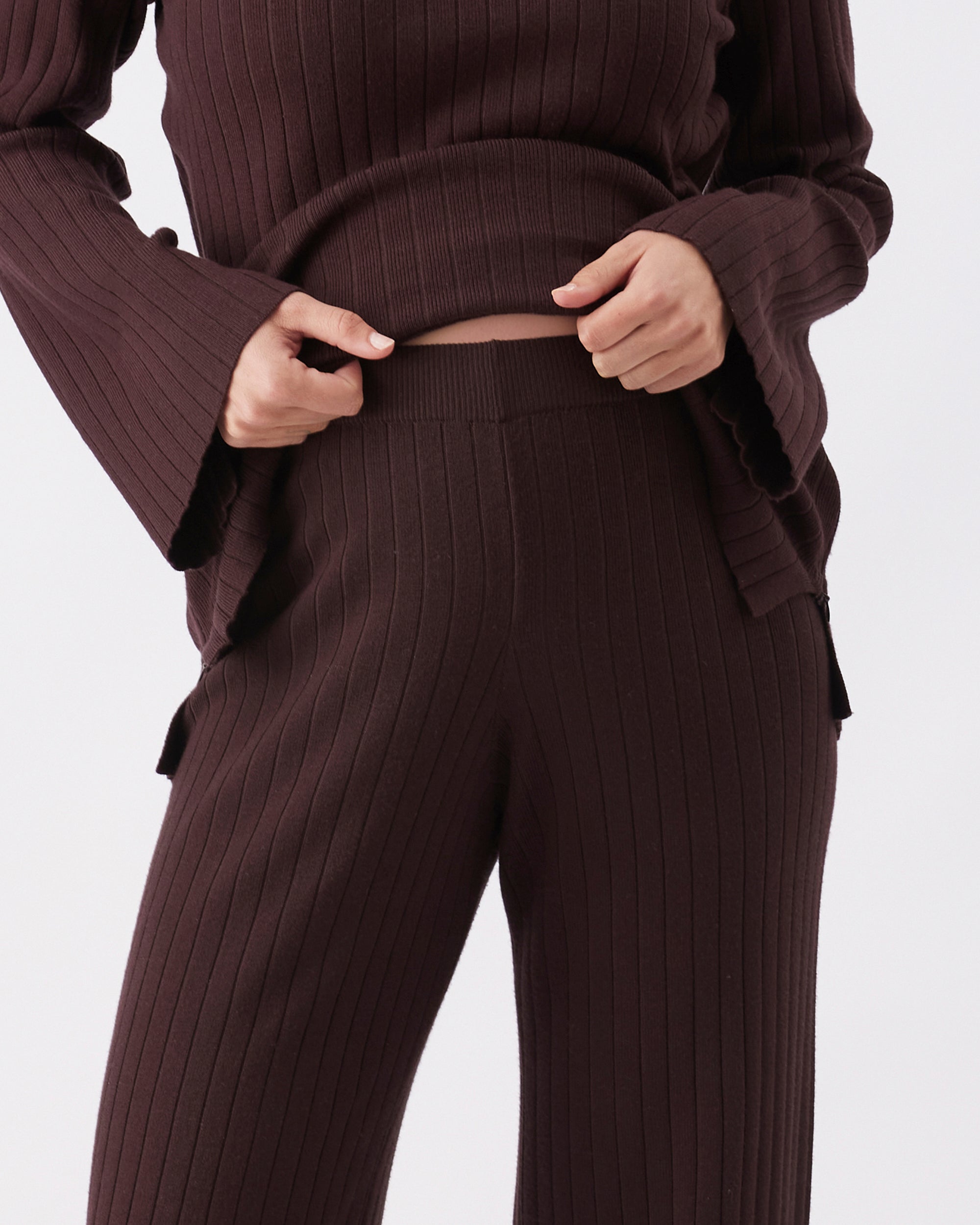 Dallas Rib Knit Pant Cocoa