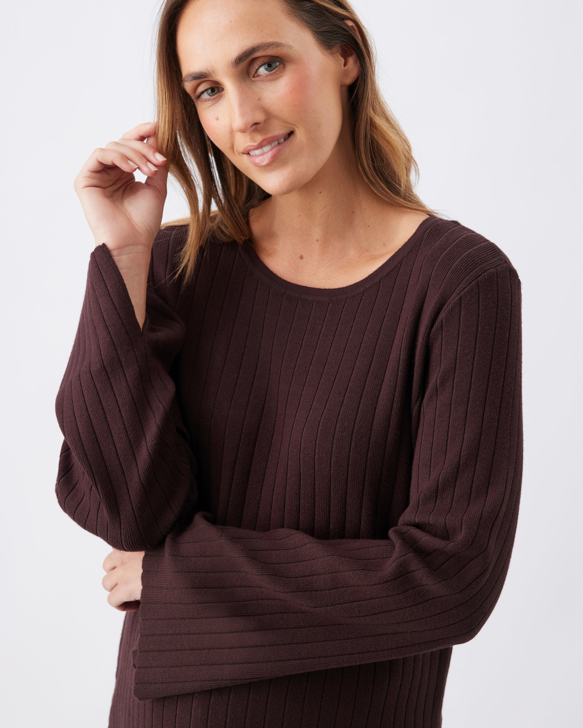 Dallas Rib Knit Nursing Top Cocoa