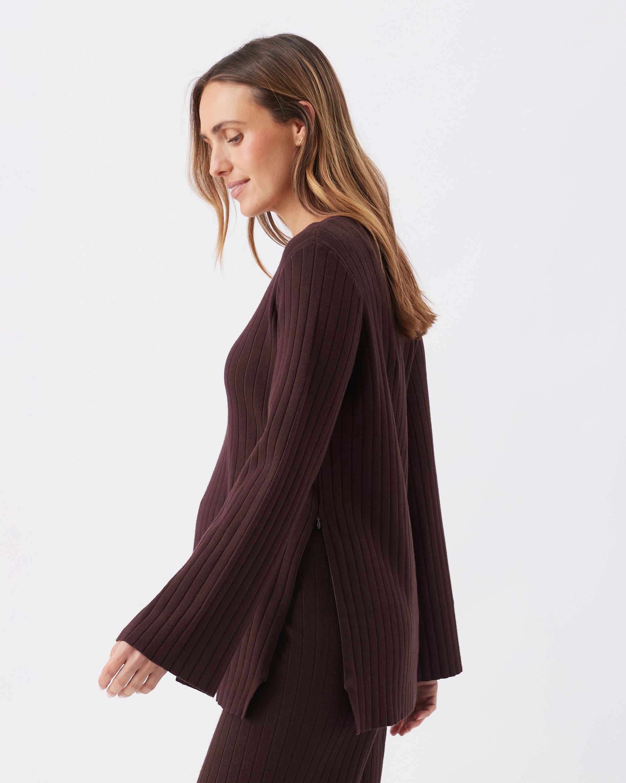 Dallas Rib Knit Nursing Top Cocoa