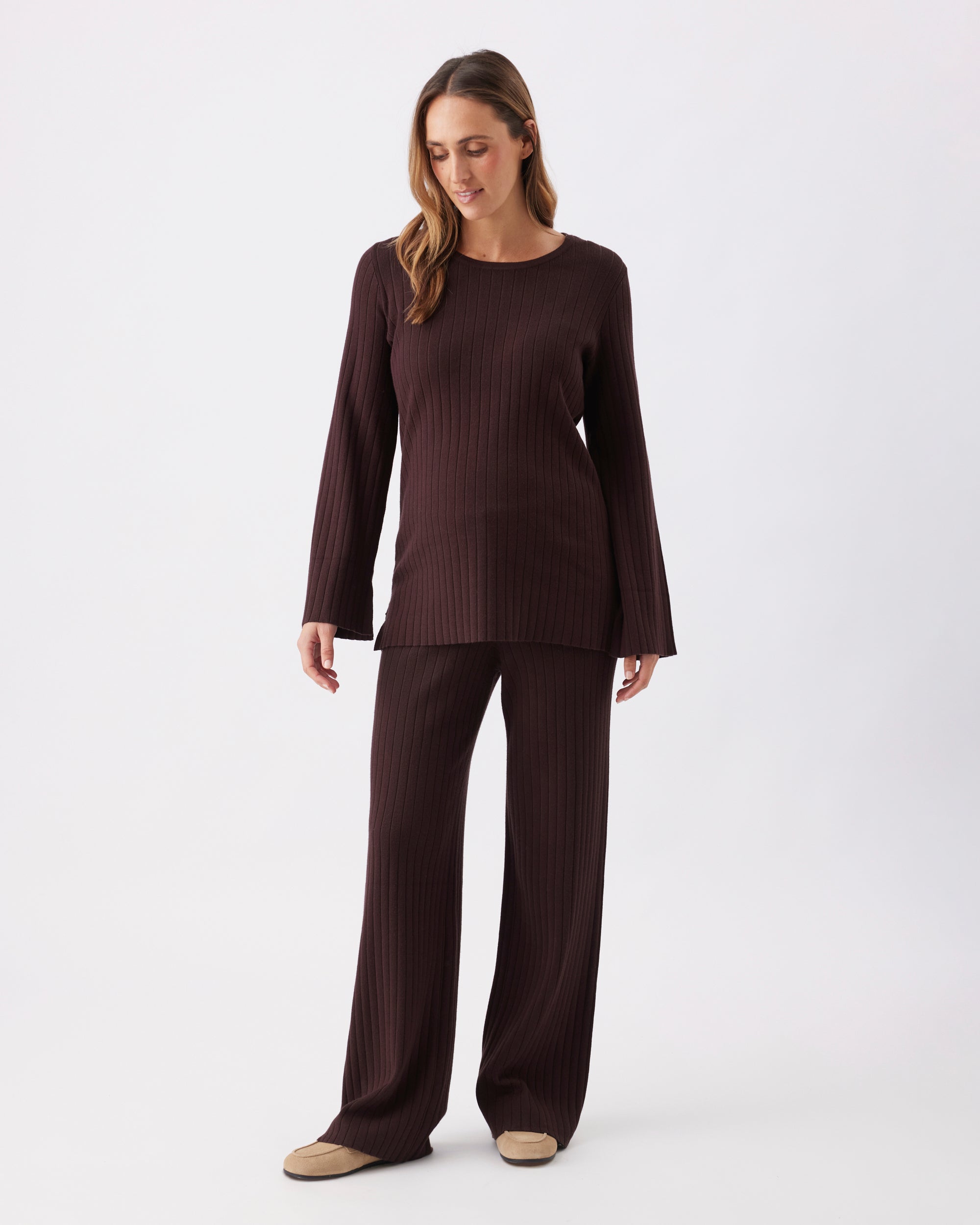 Dallas Rib Knit Nursing Top Cocoa