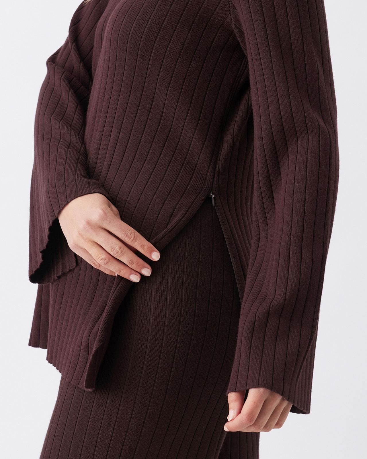 Dallas Rib Knit Nursing Top Cocoa