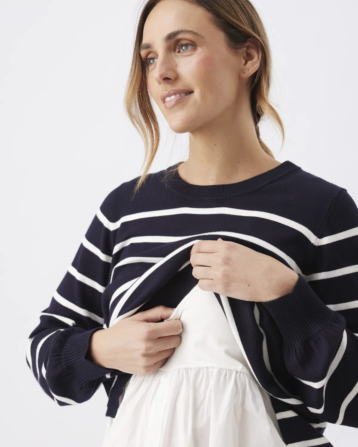 Anna Detachable Nursing Knit Midnight / White