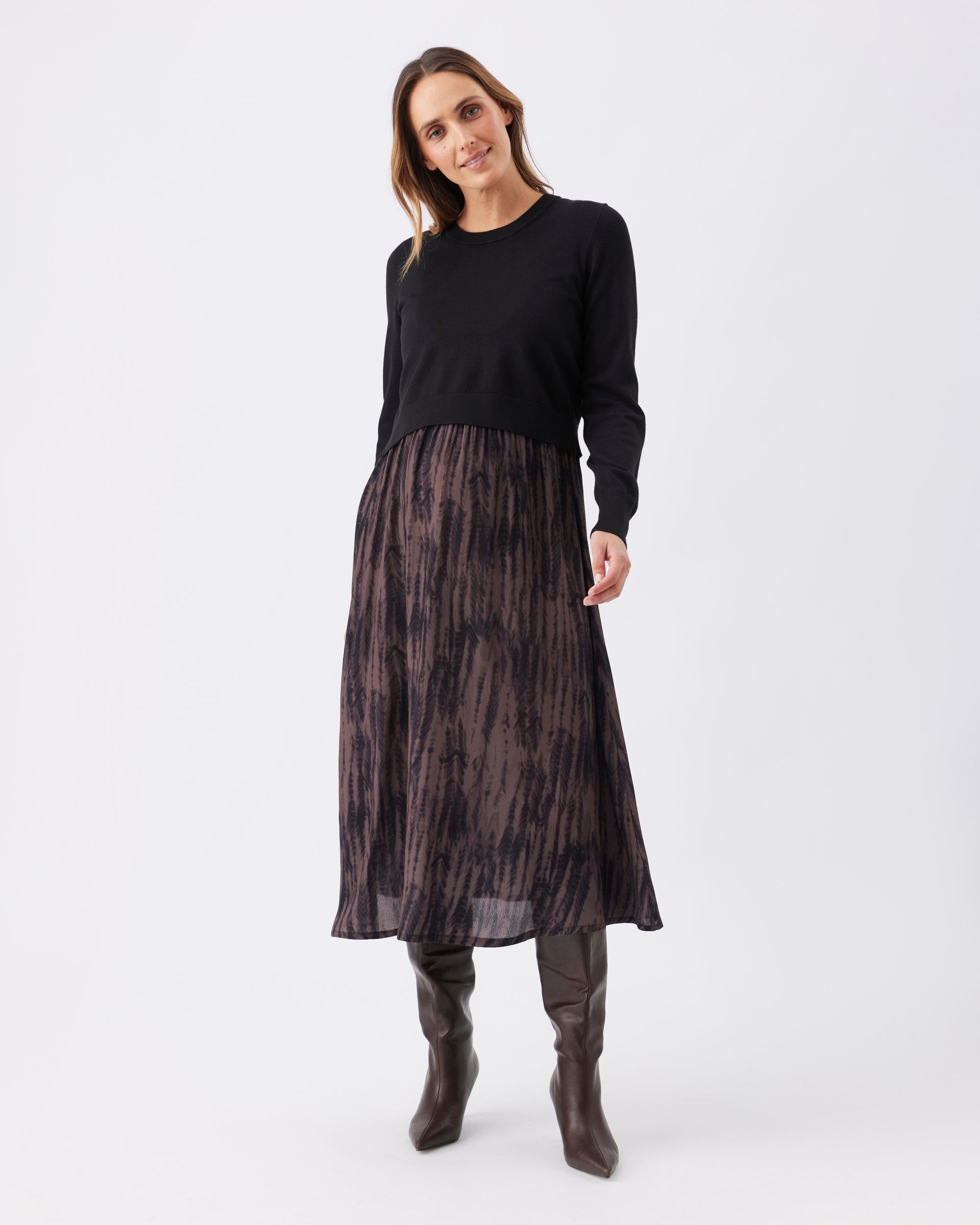 Maia Detachable Nursing Dress Black / Mocha