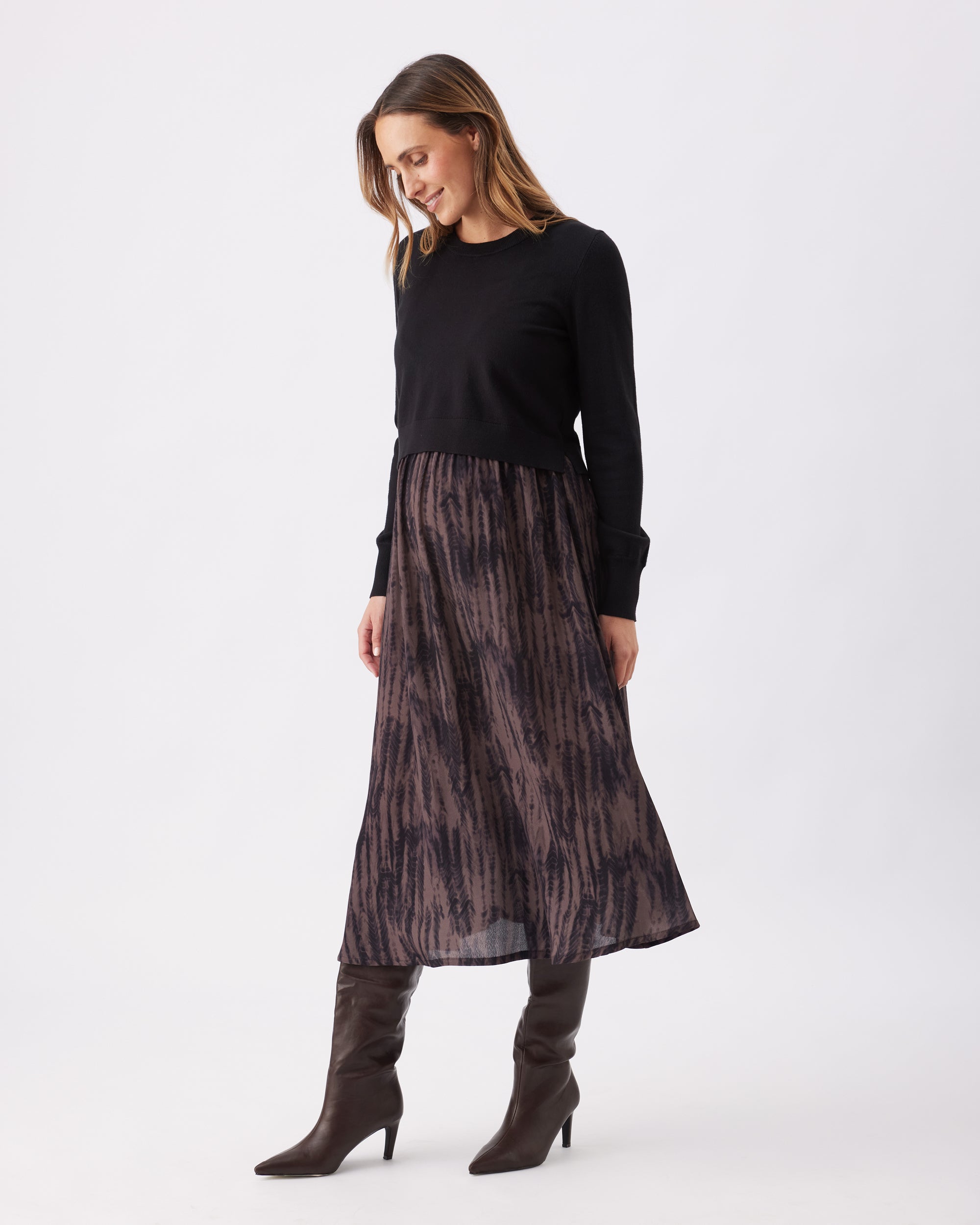 Maia Detachable Nursing Dress Black / Mocha