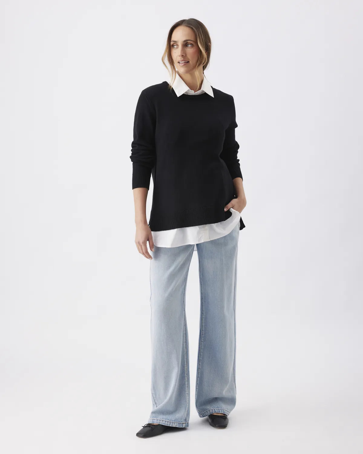 Tori Detachable Nursing Knit Black / White