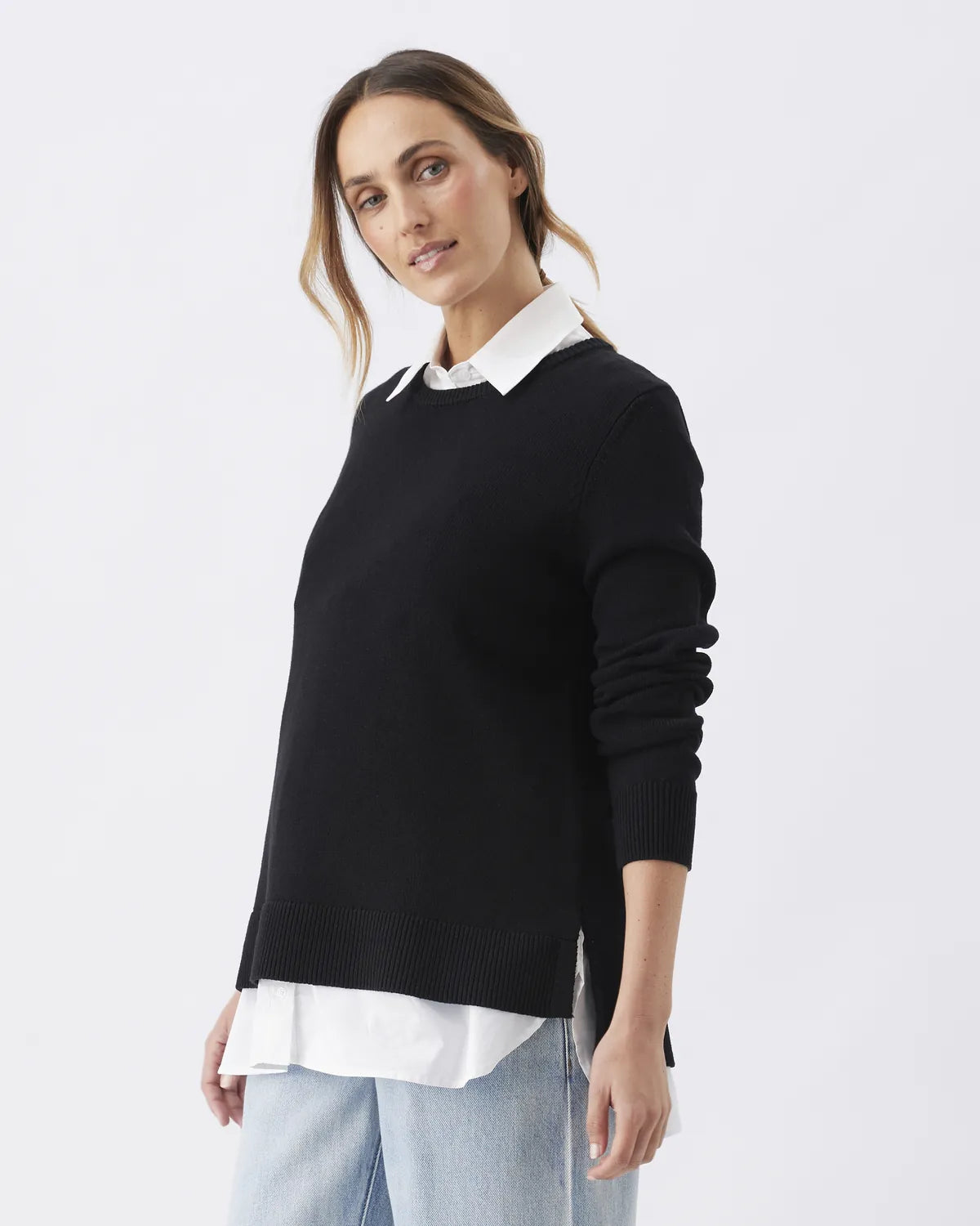 Tori Detachable Nursing Knit Black / White