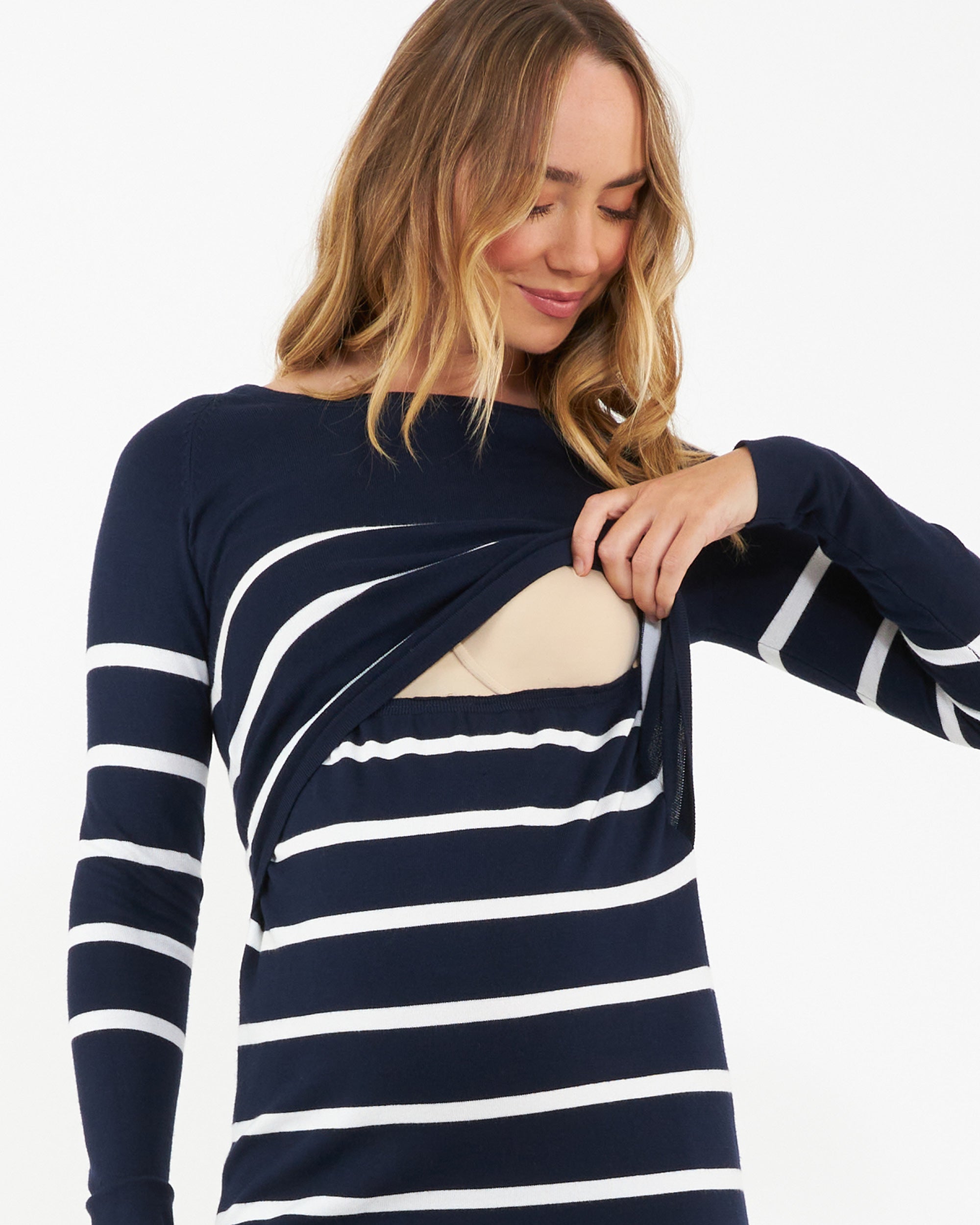 Valerie Up/Down Nursing Tunic Navy / White